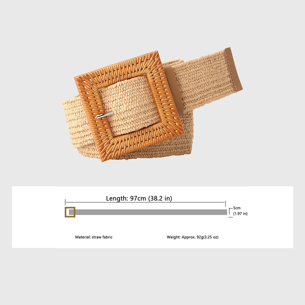 Anna-Kaci Stylish Straw Belt with Woven Buckle