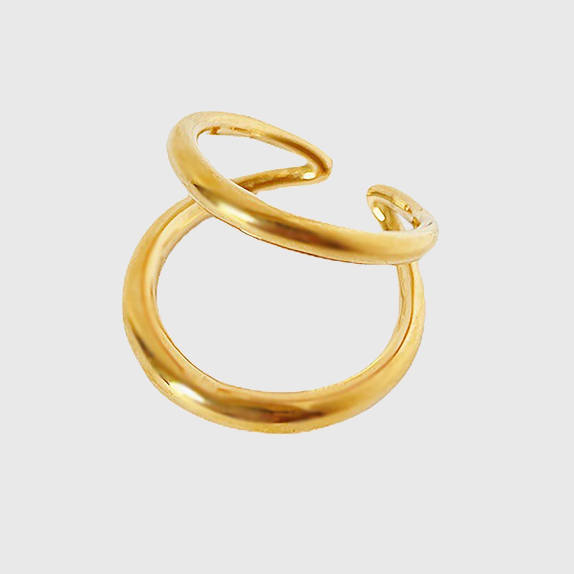 Women's Titanium Steel Double Loop Ring - Durable Hypoallergenic Statement Ring for Daily Wear