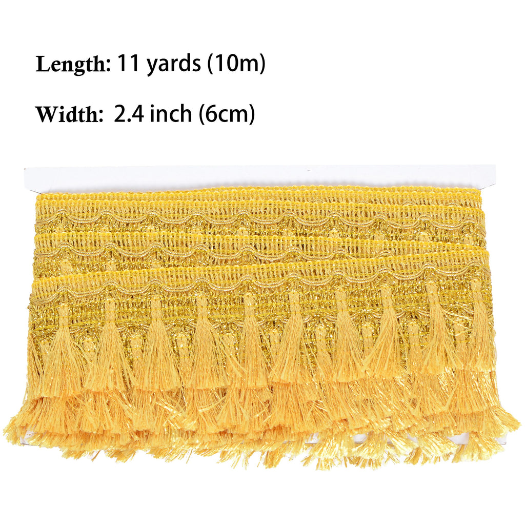 Fringe Tassel Lace Trim, 11 Yards 2.4 inch Wide, Sewing Trim for Curtain Embellishment Lamp Shade Tablecloth Stage Decor DIY Craft