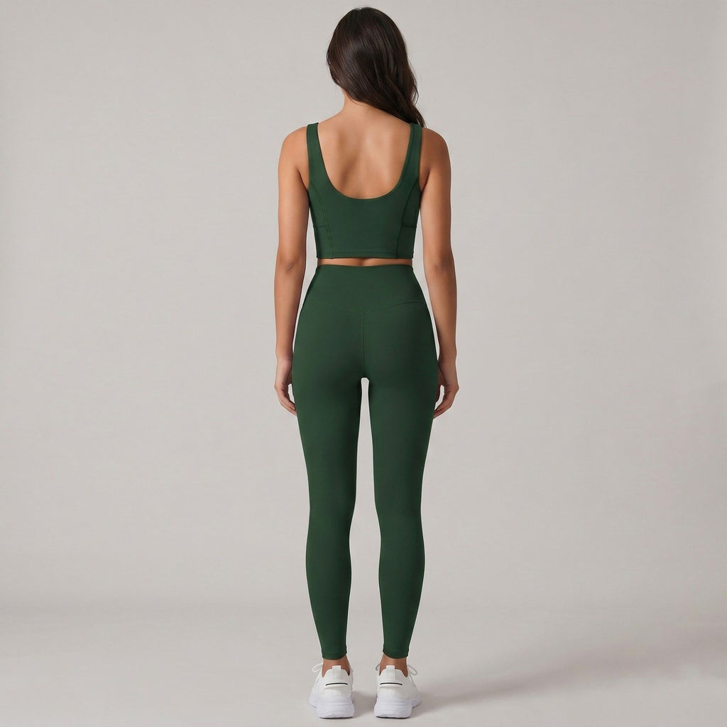 Padded Sleeveless Longline Sports Bra Tank Top Scoop Neck Workout Yoga Crop Top