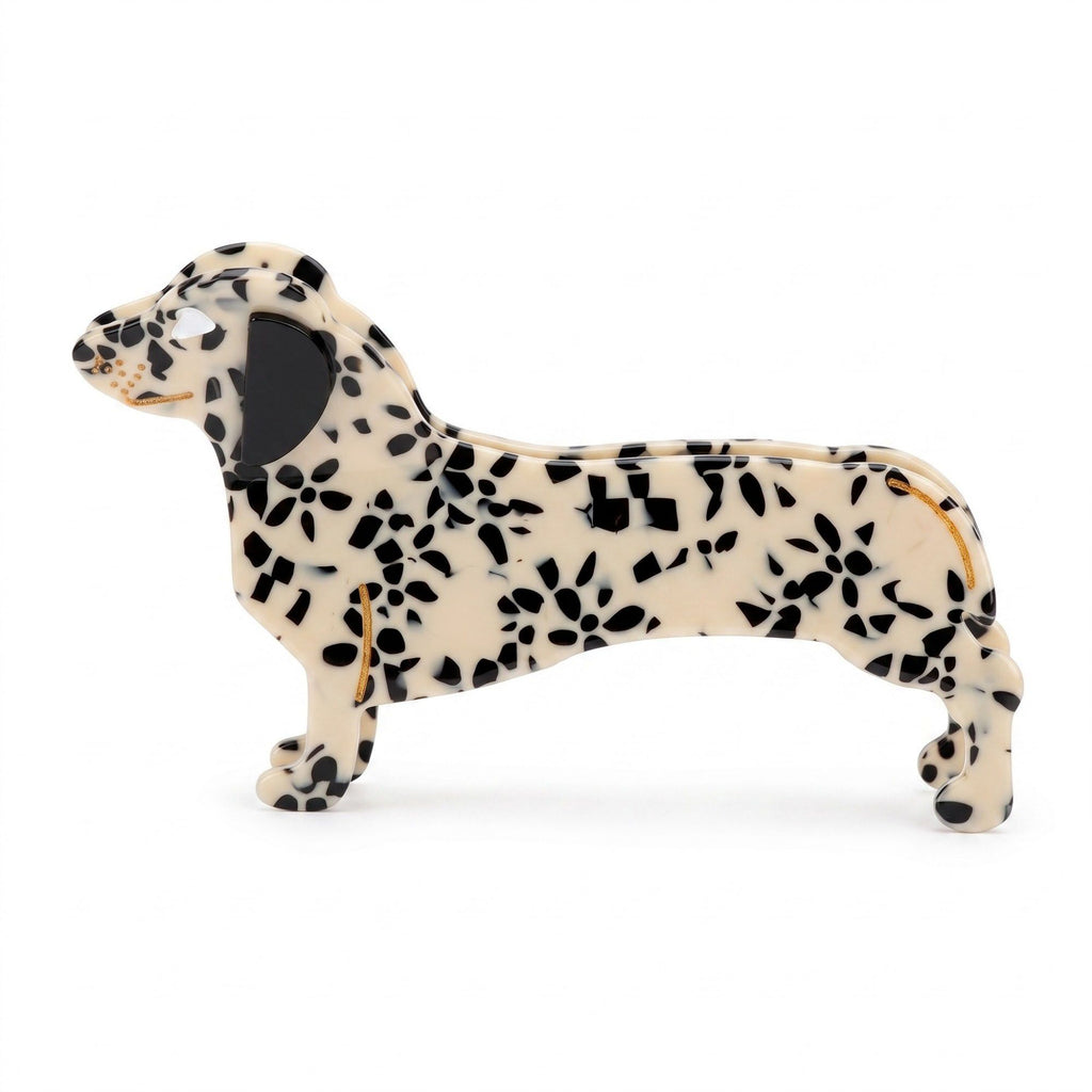 3pc Dachshund Dog Hair Claw Clip Set Speckled Puppy Hair Accessories