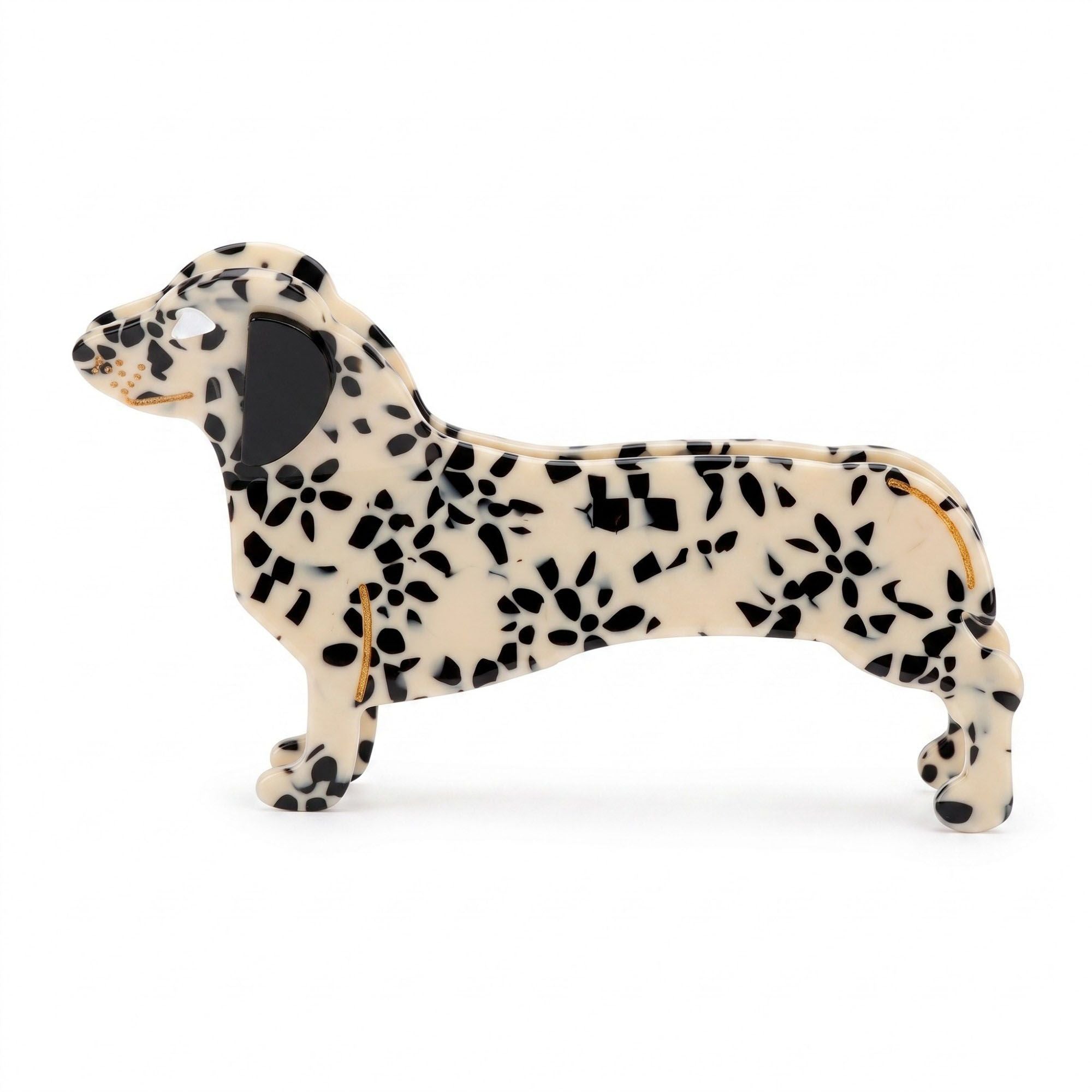 3pc Dachshund Dog Hair Claw Clip Set Speckled Puppy Hair Accessories
