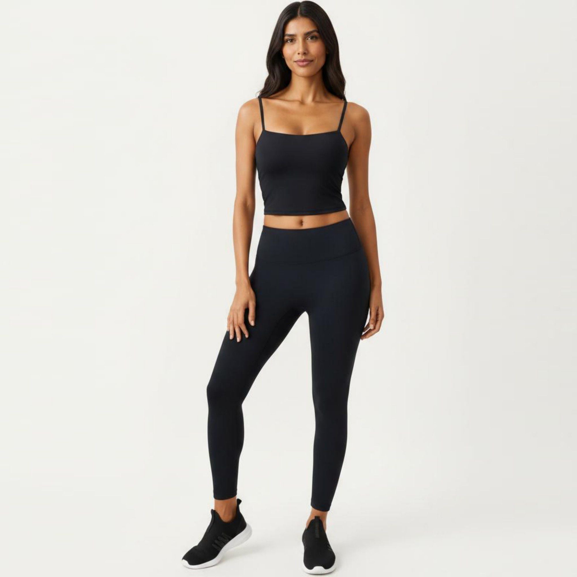 Anna-Kaci Active Women's Longline Cami Sports Bra with Adjustable Straps and Straight Neckline