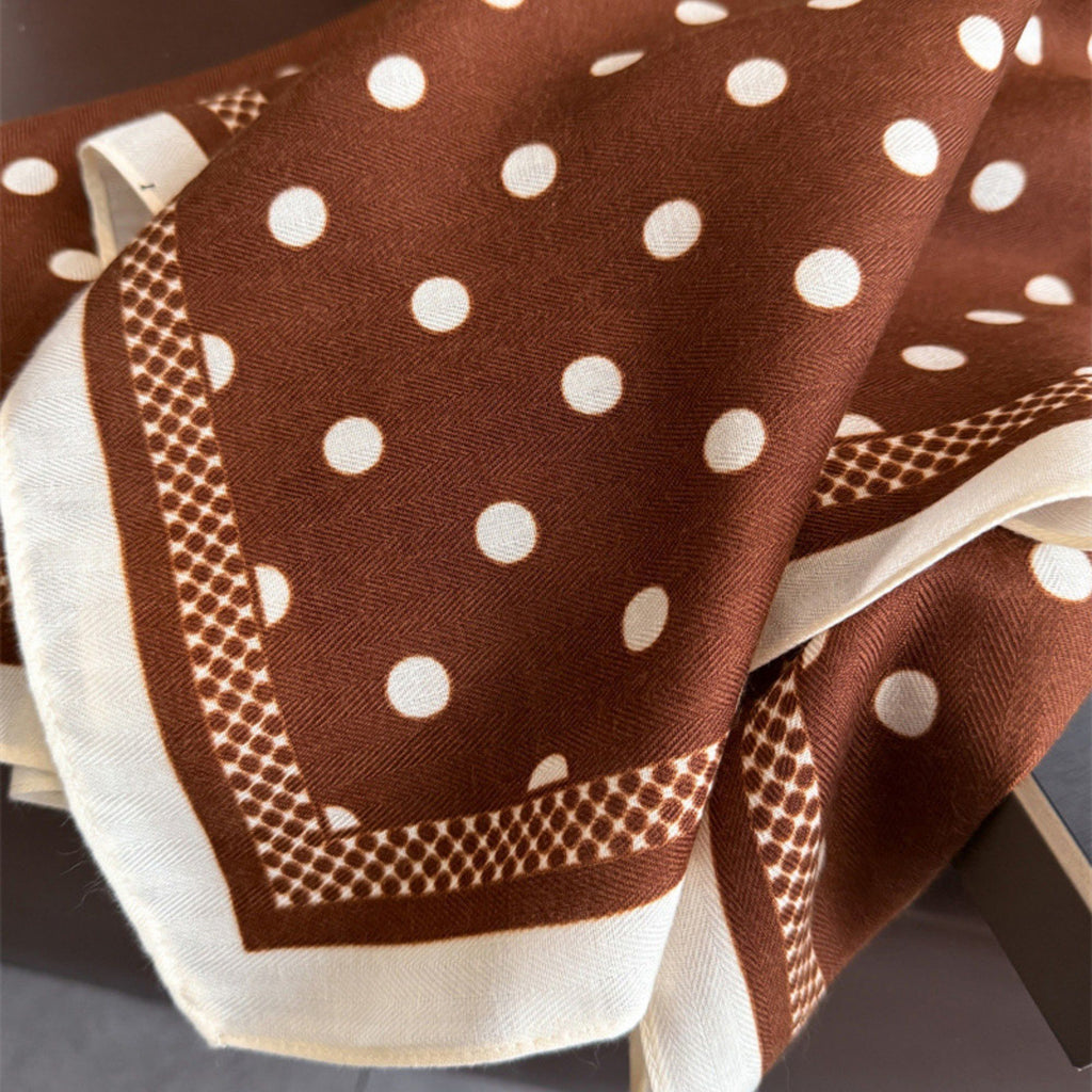 Anna-Kaci Women's Polka Dot Satin Square Scarf with Contrasting Border Trim 27x27in