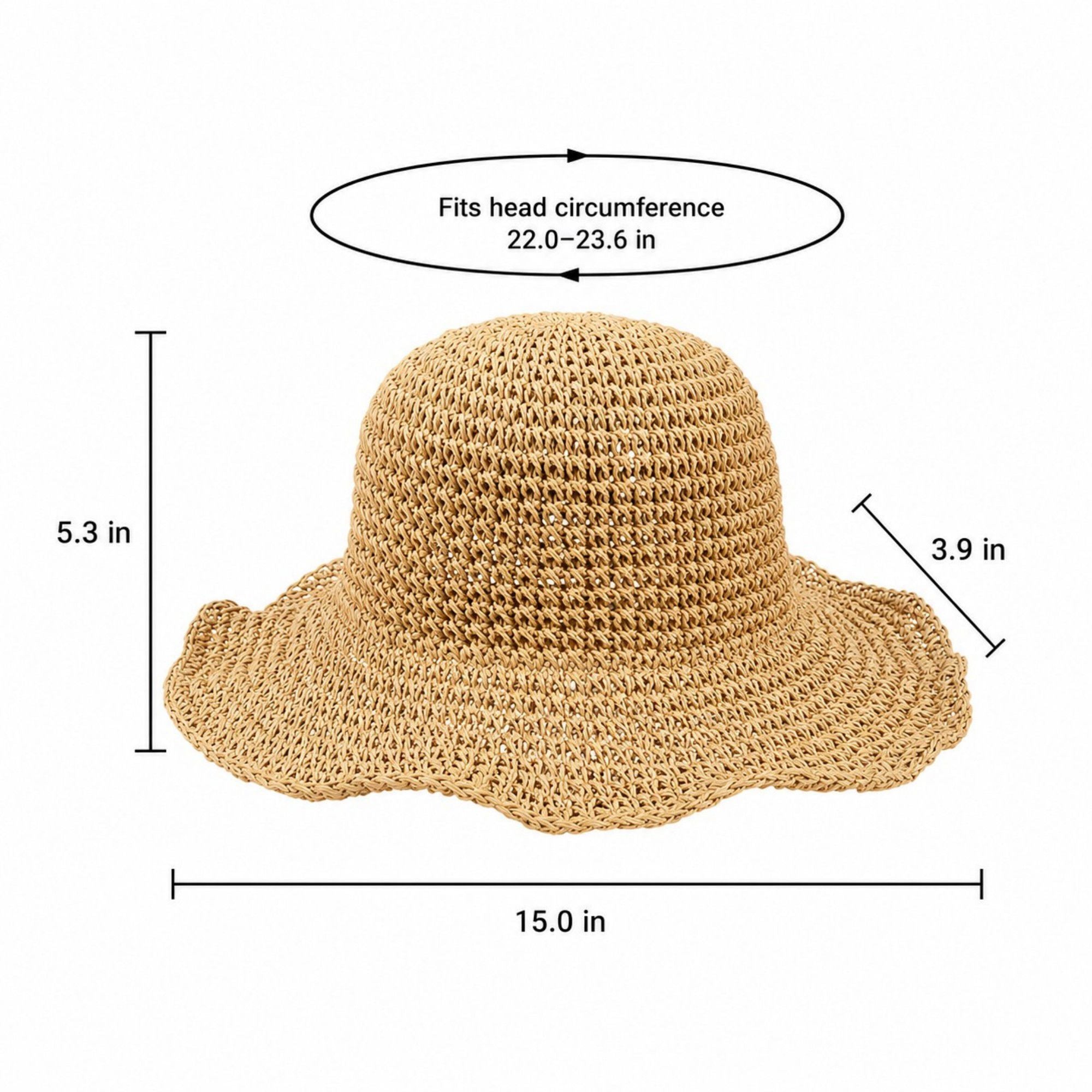 Summer Sun Hat for Women - Lightweight Wide Brim Straw Hat for Beach and Vacation