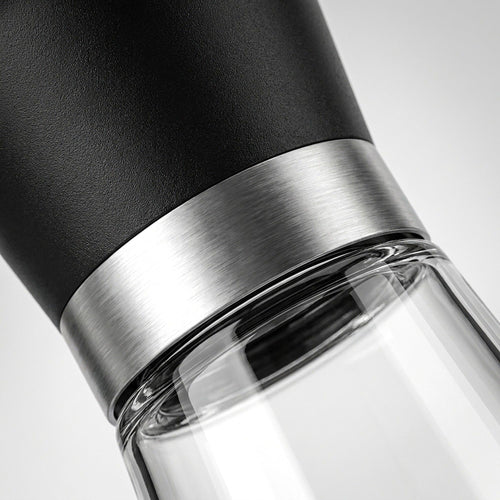 2-Piece Glass Salt and Pepper Grinder Set with Stainless Steel Accent