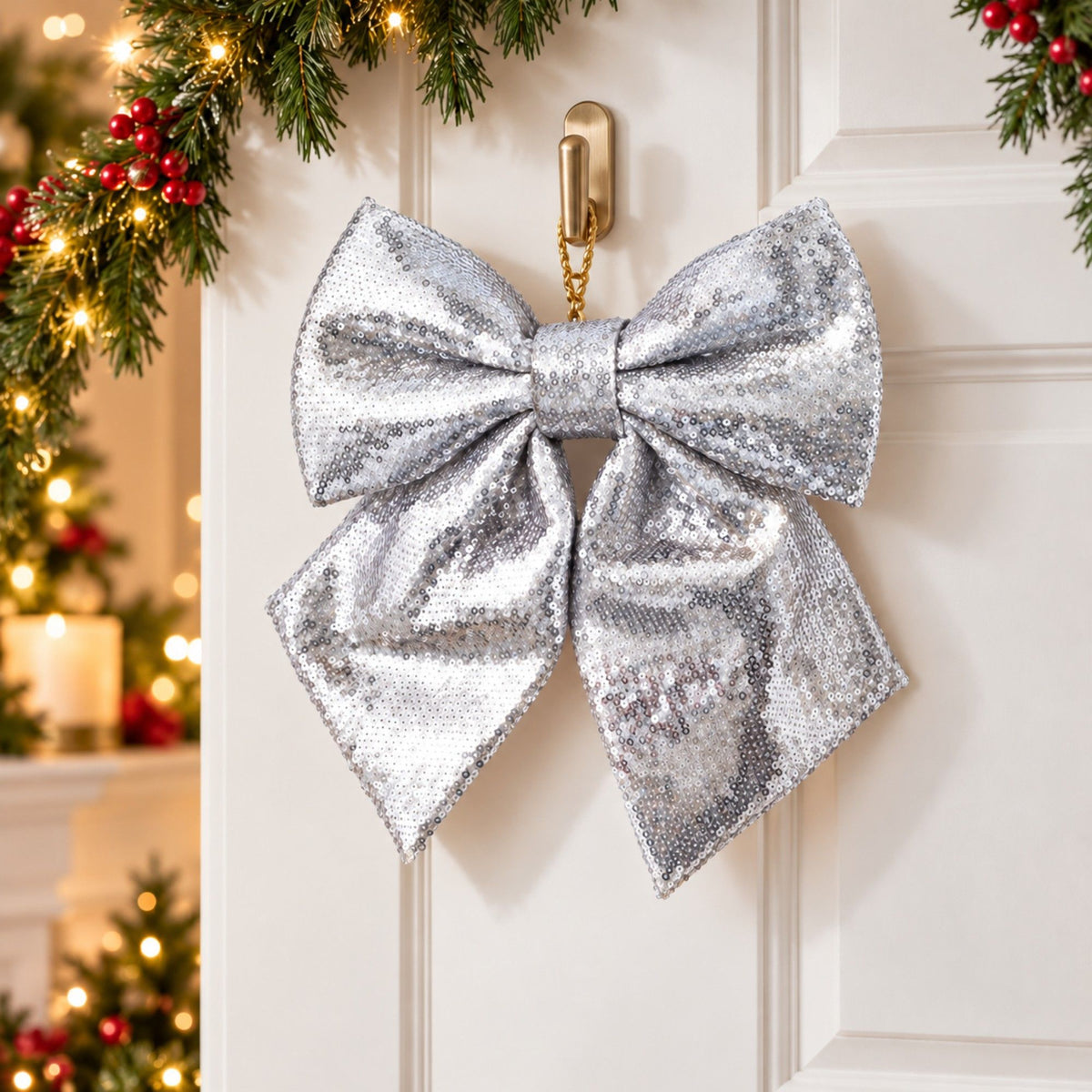 Sequin Christmas Bow Hanging Decoration 1 Piece