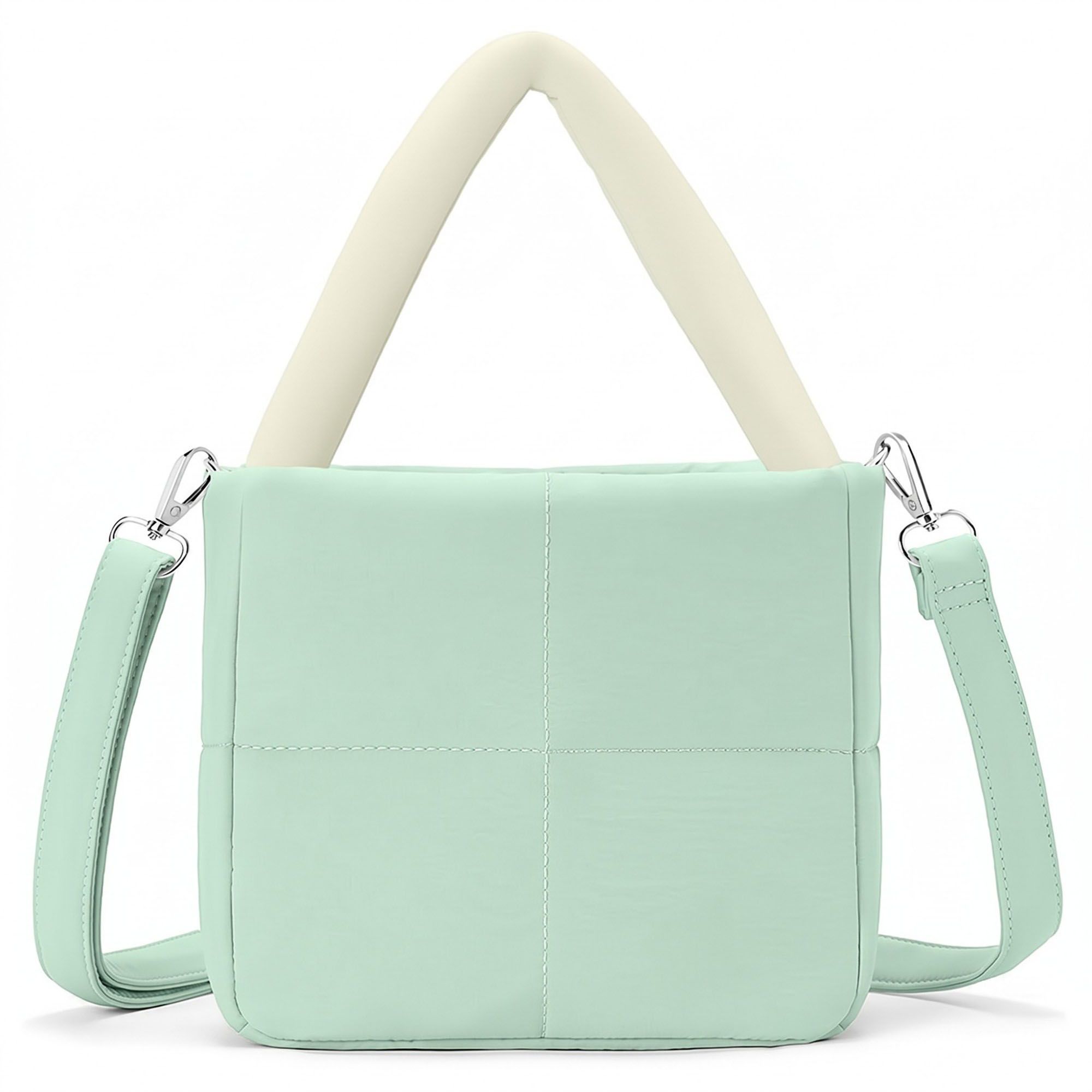 Padded Tote Bag with Top Handles and Detachable Adjustable Crossbody Strap 8.5x8x3.5in