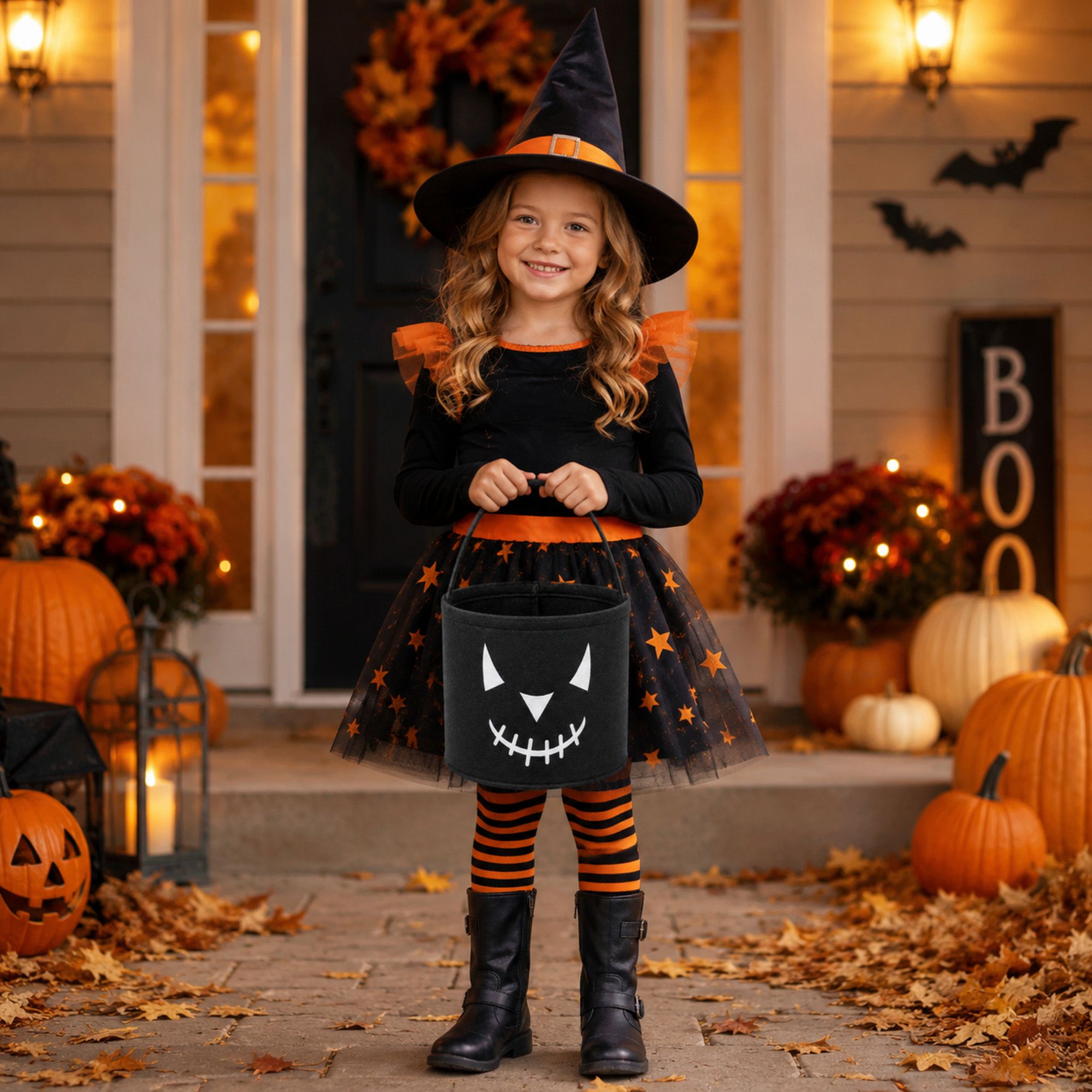 Halloween Felt Candy Bucket Pumpkin Trick or Treat Basket Large Capacity Holiday Storage Tote Bag