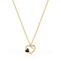 Interlocking Heart Pendant Necklace with Crystal Accents and Polished Metal Design on a Delicate Chain