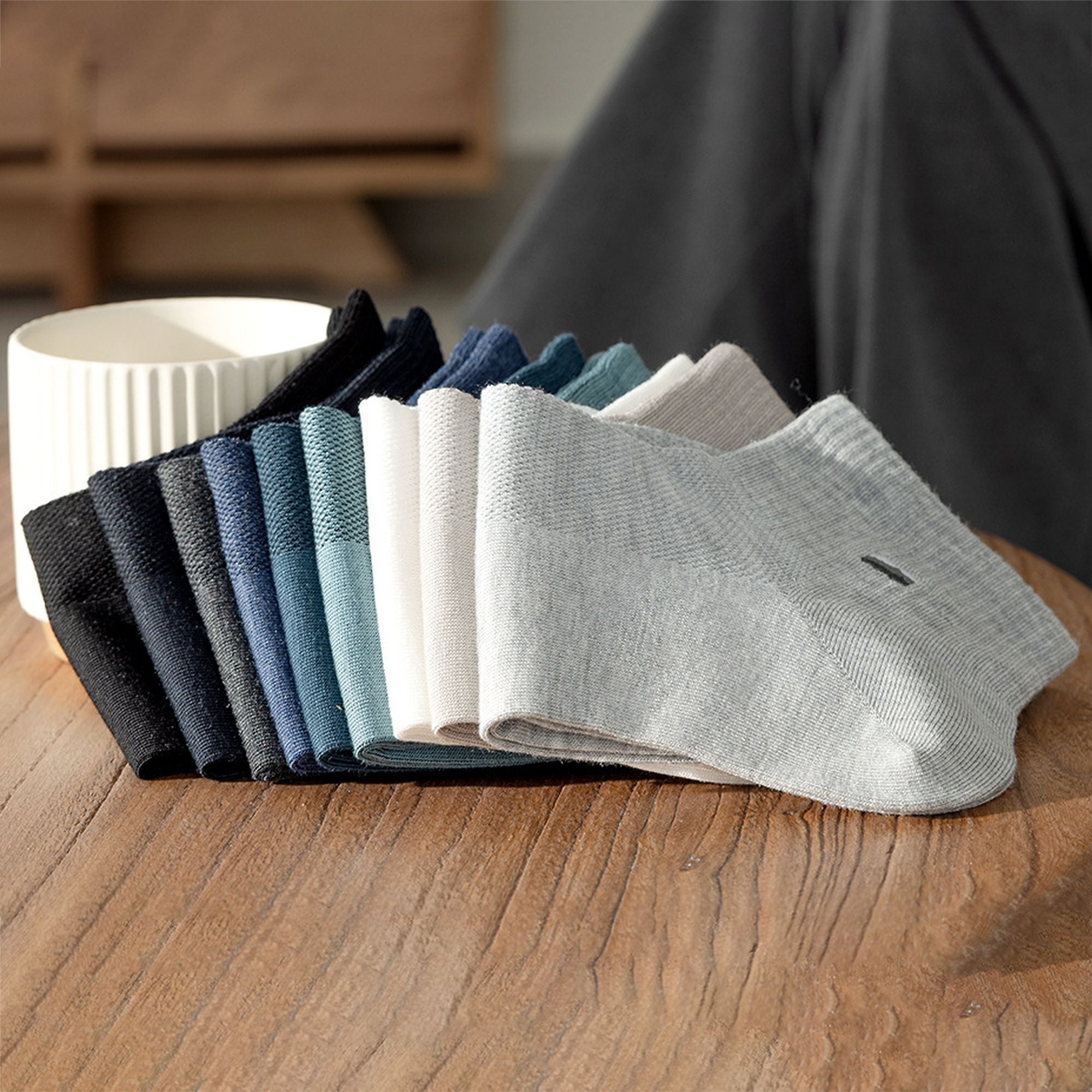 Anna-Kaci Men's 6pk Summer Breathable Mesh Ankle Socks