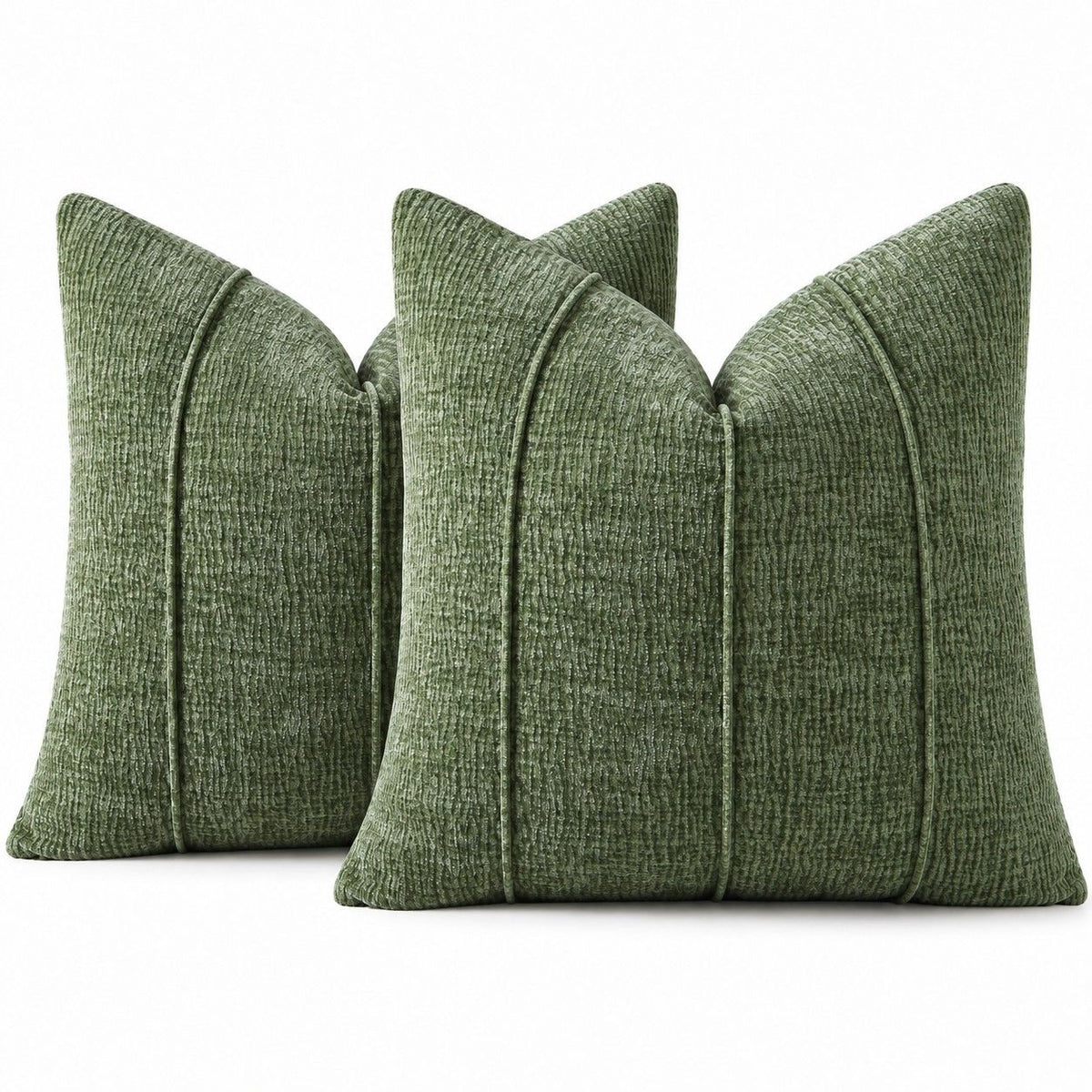 2 Pack Solid Textured Throw Pillow Covers 18 x 18 Inch with Hidden Zipper