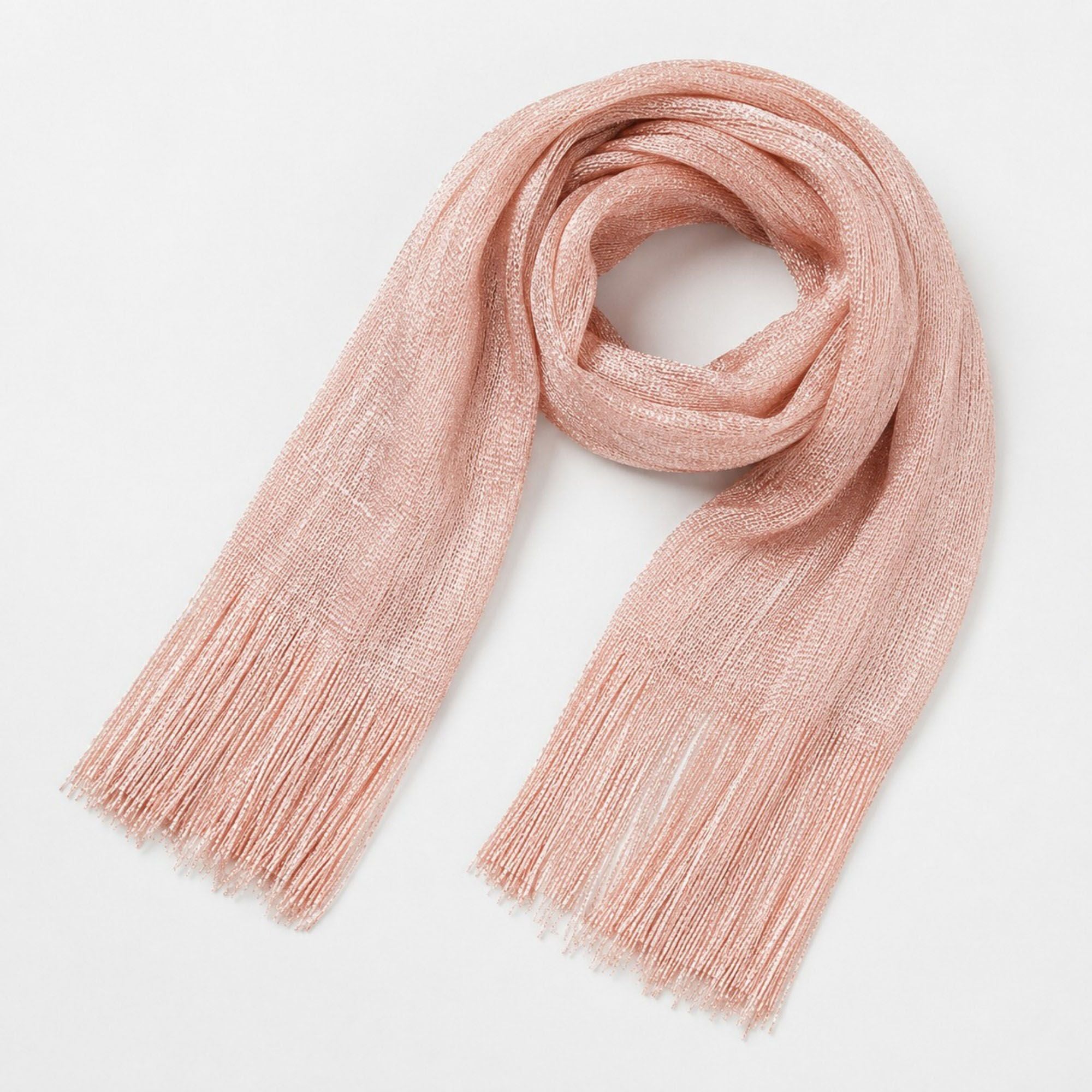 Metallic Shimmer Fringe Long Scarf