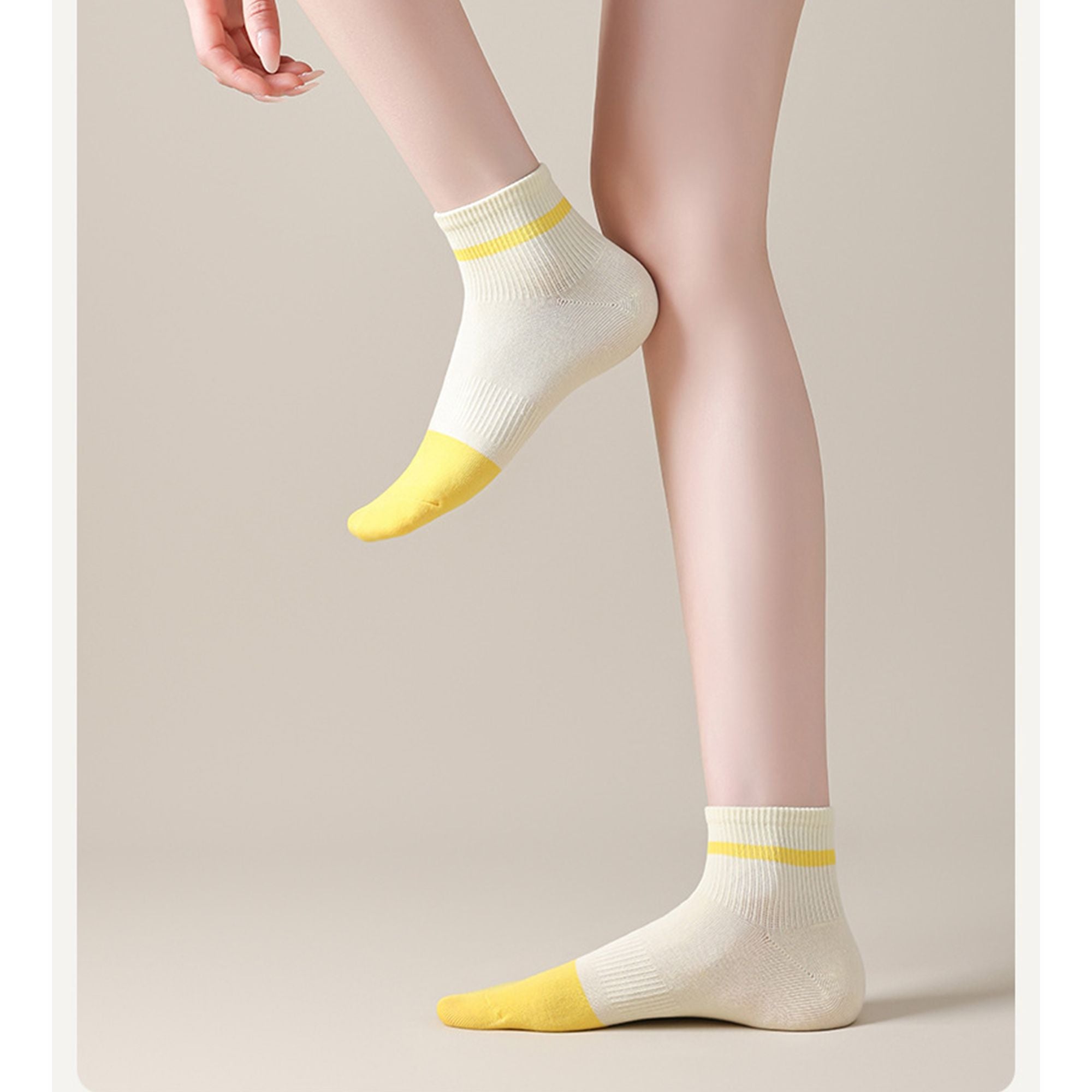 Anna-Kaci 4 Pairs Women's Seamless Cotton Ankle Socks Breathable Stretch Ribbed Cuff in Assorted Color Block Design