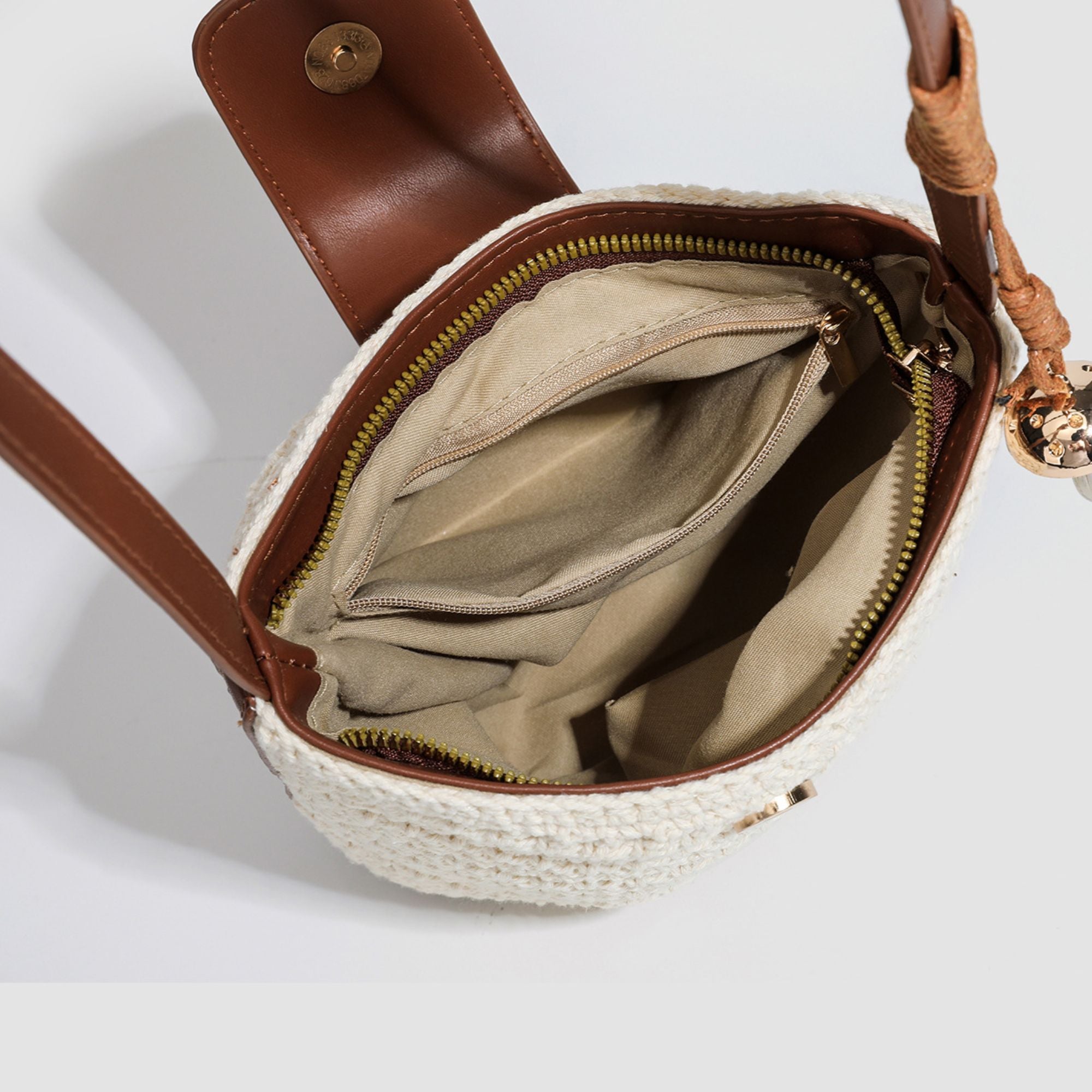 Crochet Crossbody Bag with Flap Closure and Adjustable Strap