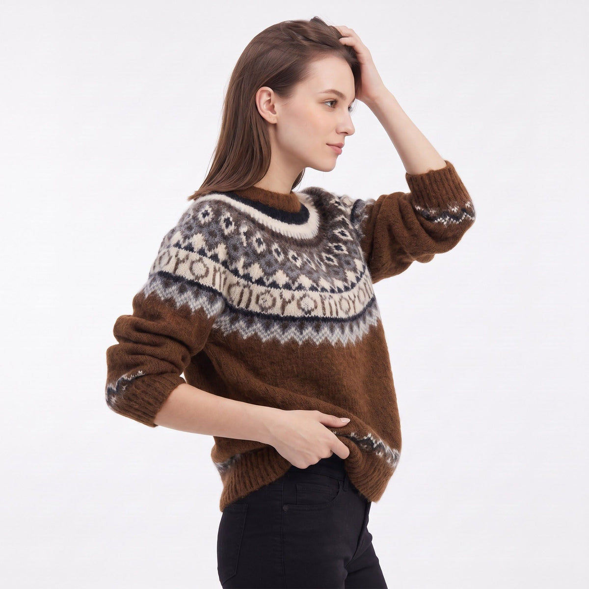 Fair Isle Crewneck Pullover Sweater