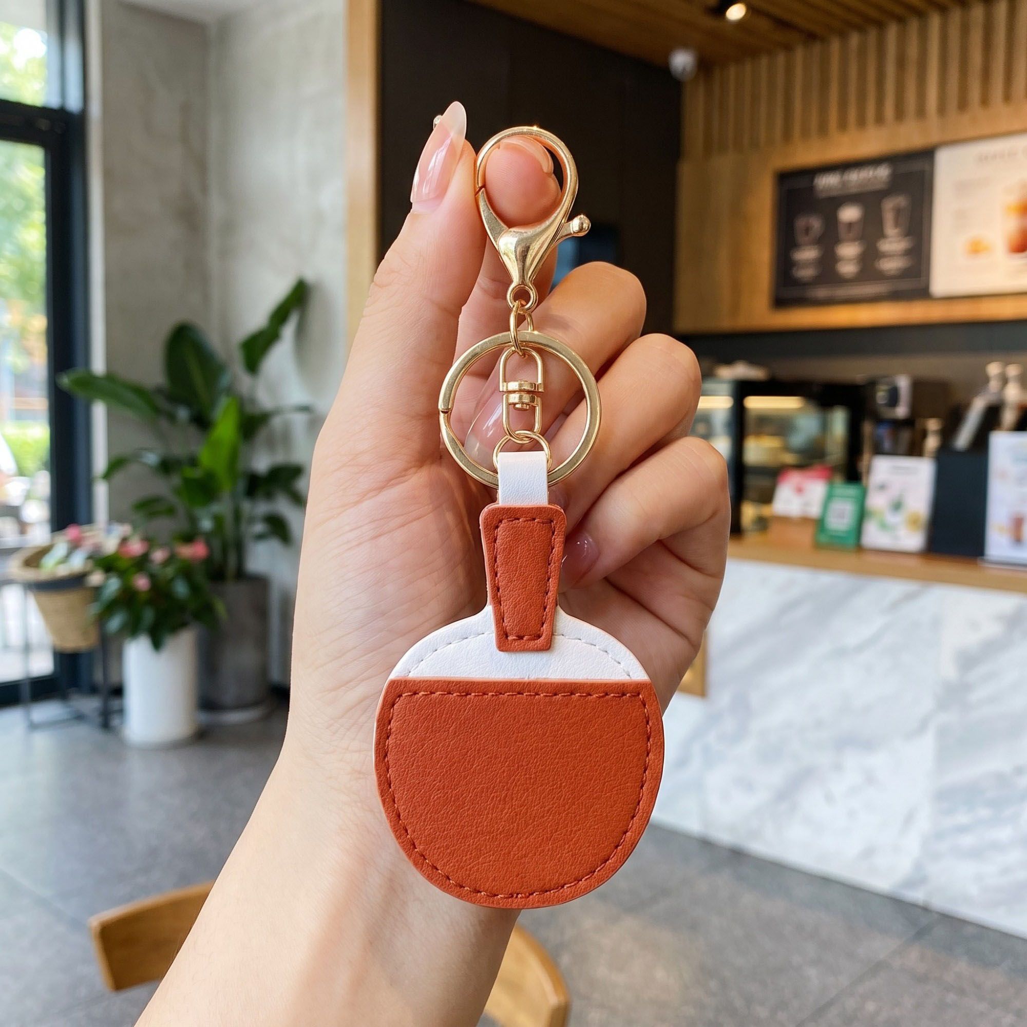 2-Piece Womens Padded Bag Charm with Hanging Strap and Stitched Detail