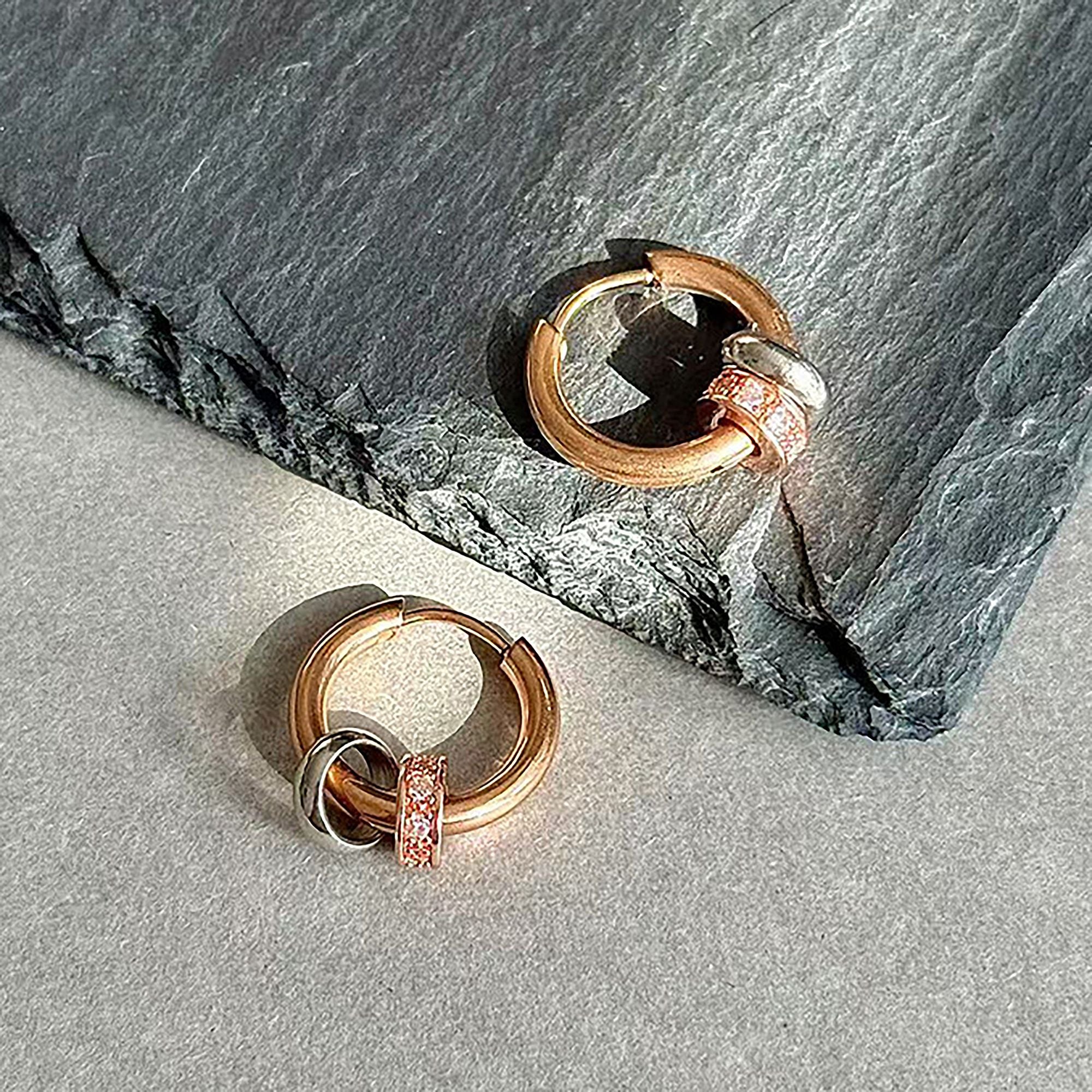 Women's Huggie Hoop Earrings with Ring Detail