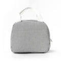 Striped Insulated Lunch Tote Bag with Front Pocket and Zip Closure