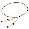 Anna-Kaci Women's Chain Link Belt with Interwoven Detail and Hanging Bead Charms 45.5in