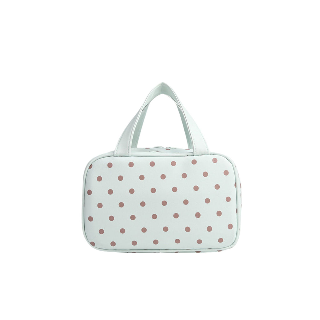 Polka Dot Cosmetic Bag, Large Capacity 3-Layer Makeup Organizer with Top Handle