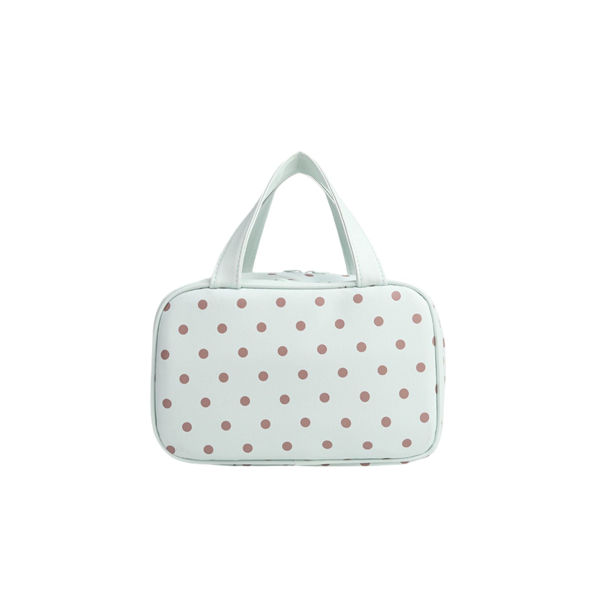 Polka Dot Cosmetic Bag, Large Capacity 3-Layer Makeup Organizer with Top Handle