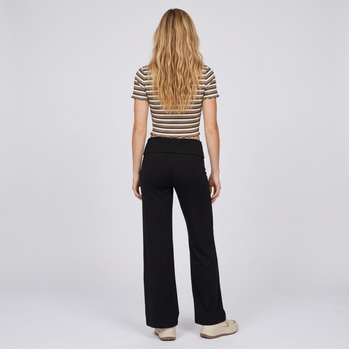 Foldover Waistband Wide-Leg Lounge Trousers