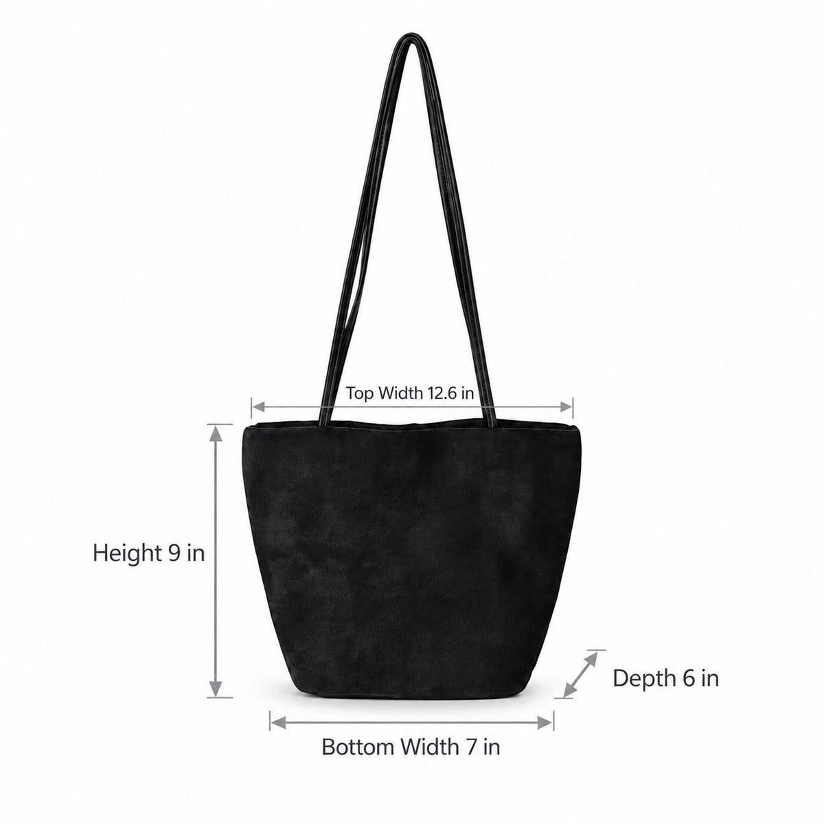Faux Suede Tote Bag with Double Shoulder Handles Magnetic Closure and Interior Pockets