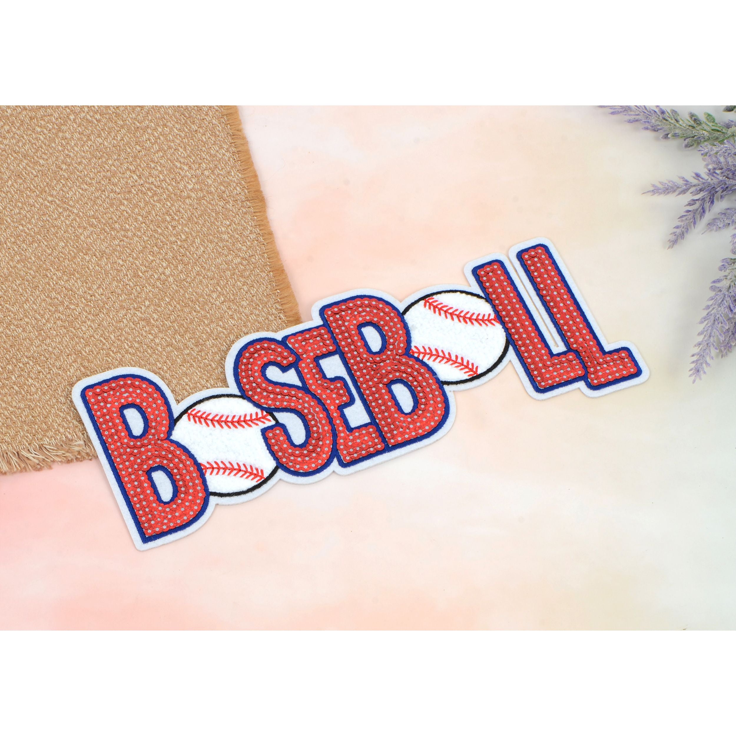 Baseball Mama Sequin Iron On Patches Game Day Applique Large Patch Accessory Clothes Jacket Uniform Backpack DIY Decor