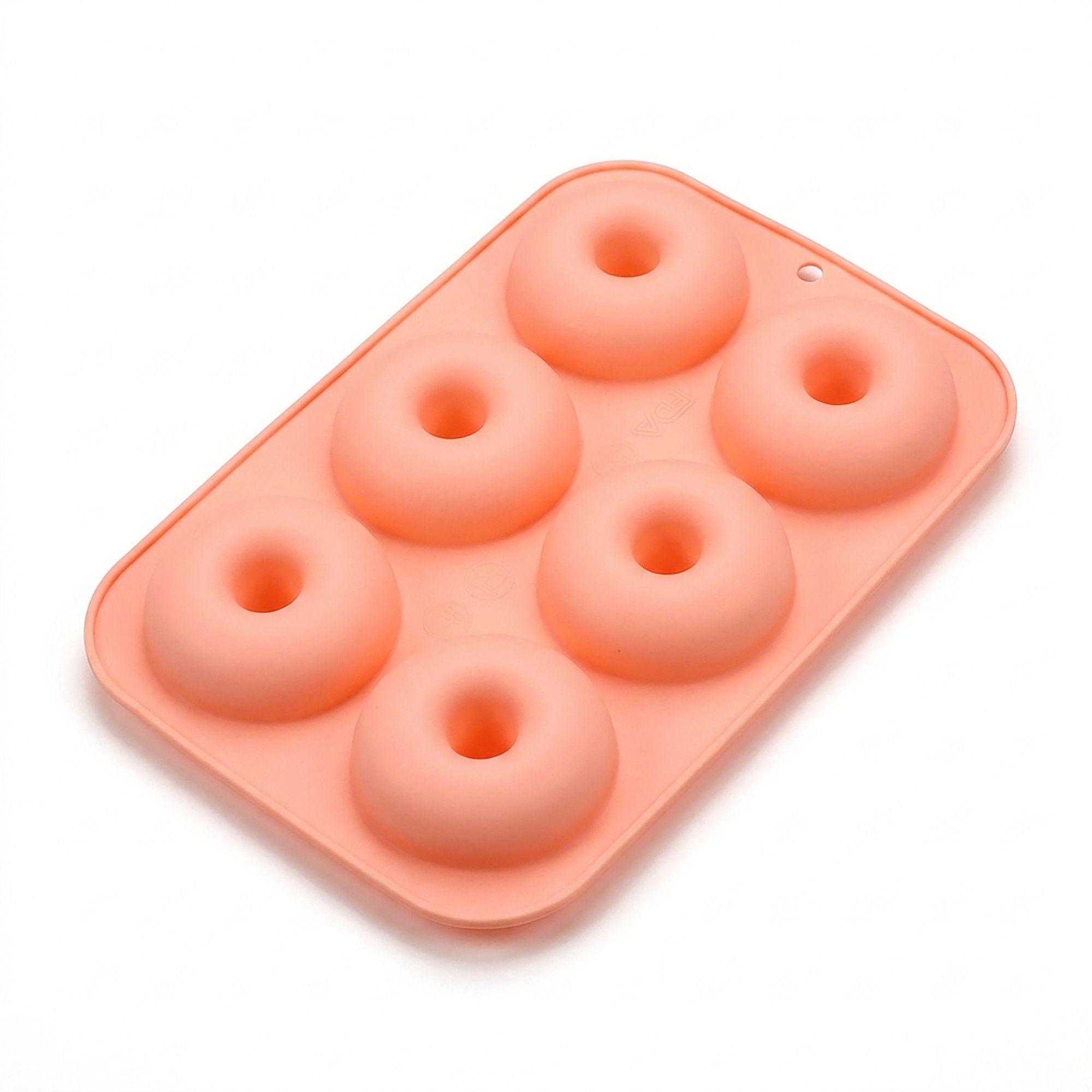 2-Piece Silicone Donut Baking Mold with 6 Round Ring Cavities