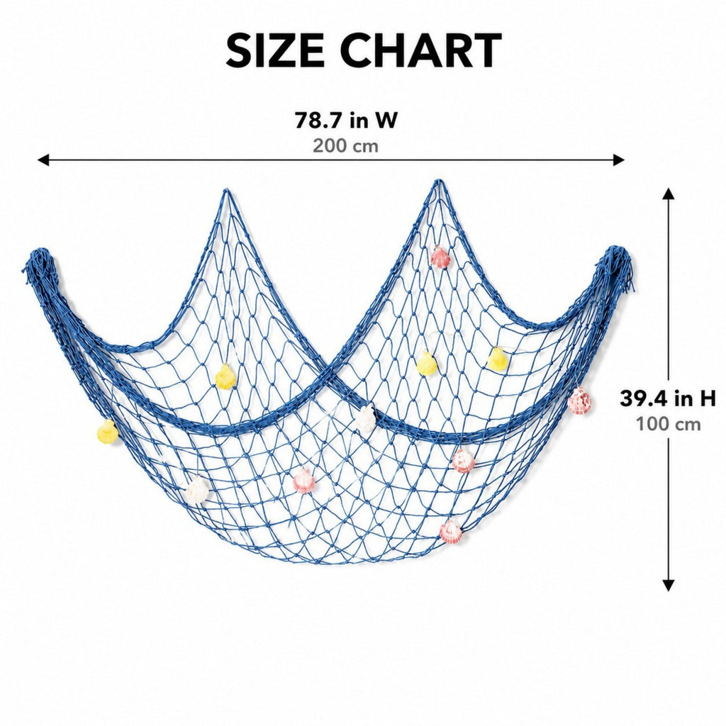 Decorative Fishing Net Wall Hanging Nautical Coastal Photo Display Decor