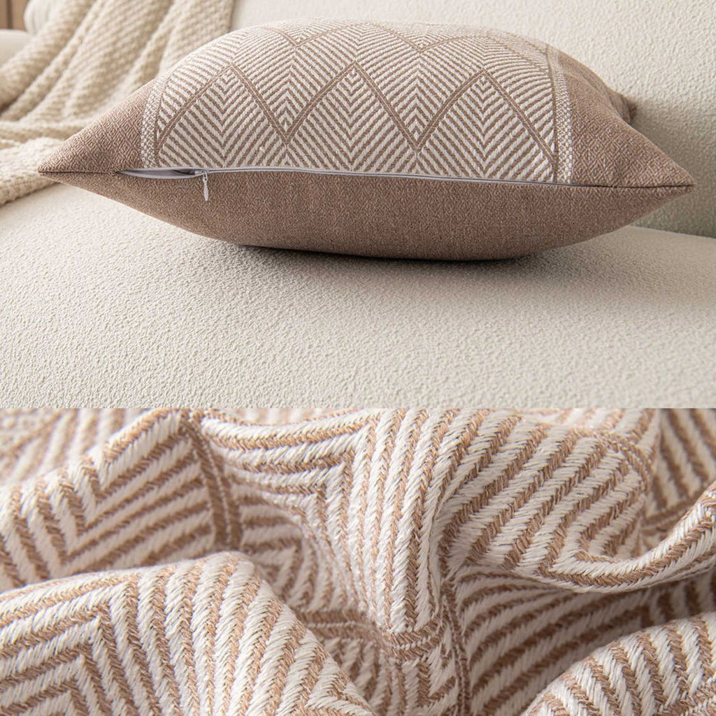 Decorative Throw Pillow Cover 17.7*17.7in Soft Cotton Fabric, Modern Chevron Pattern