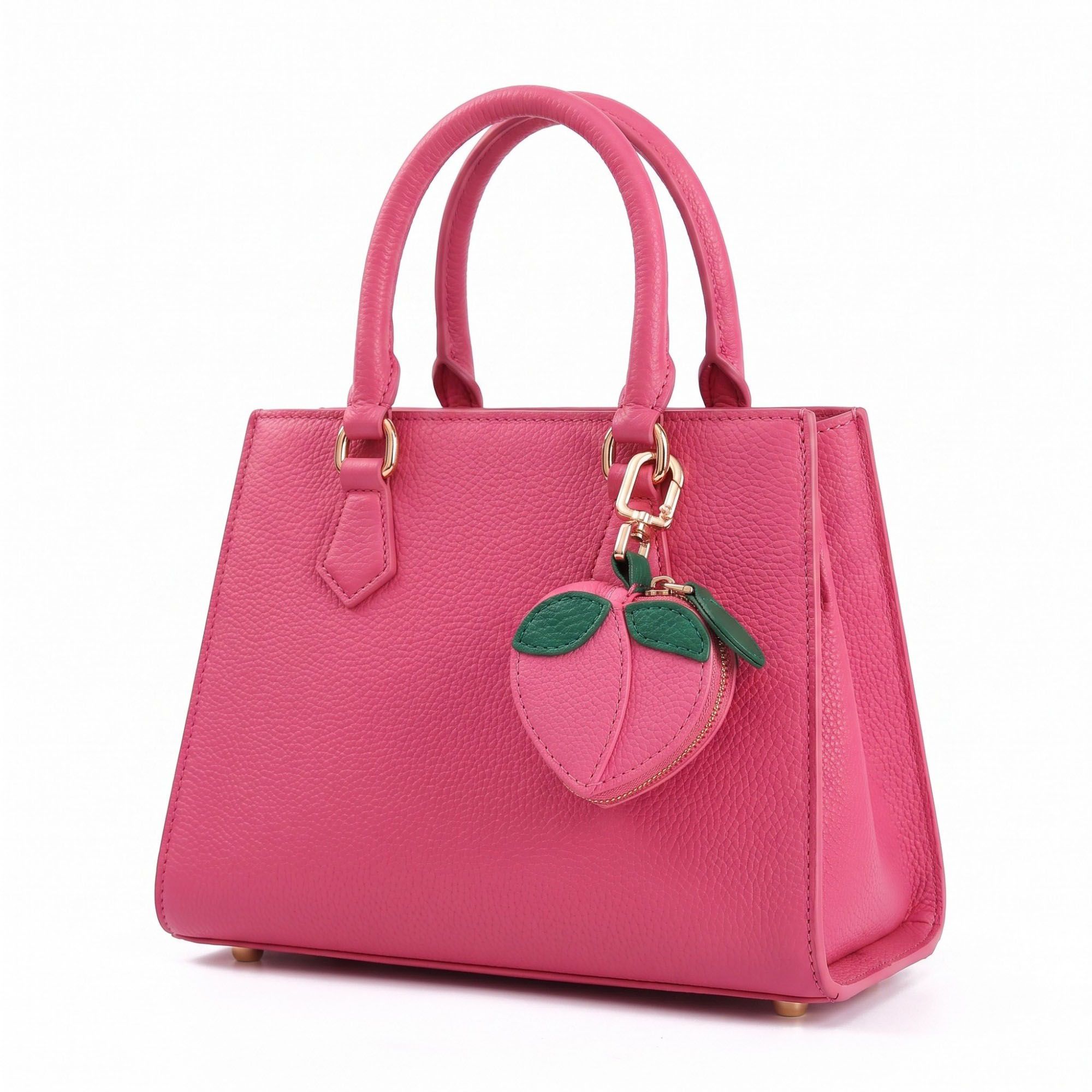 Pear Pouch Bag Charm with Zipper Closure and Gold Tone Clip