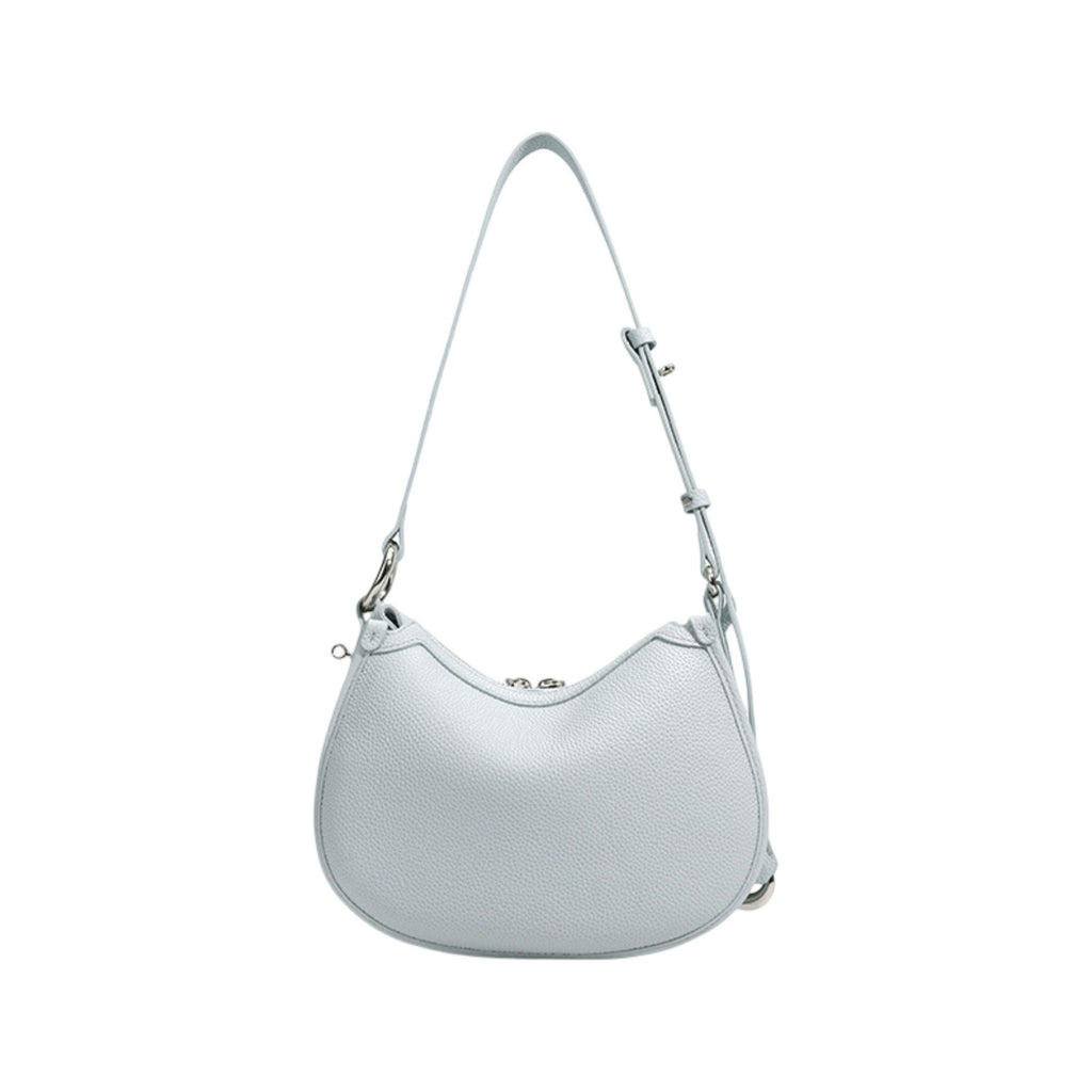 Crescent Leather Shoulder Purse with Adjustable Strap Multi Length Carry and Pebbled Finish