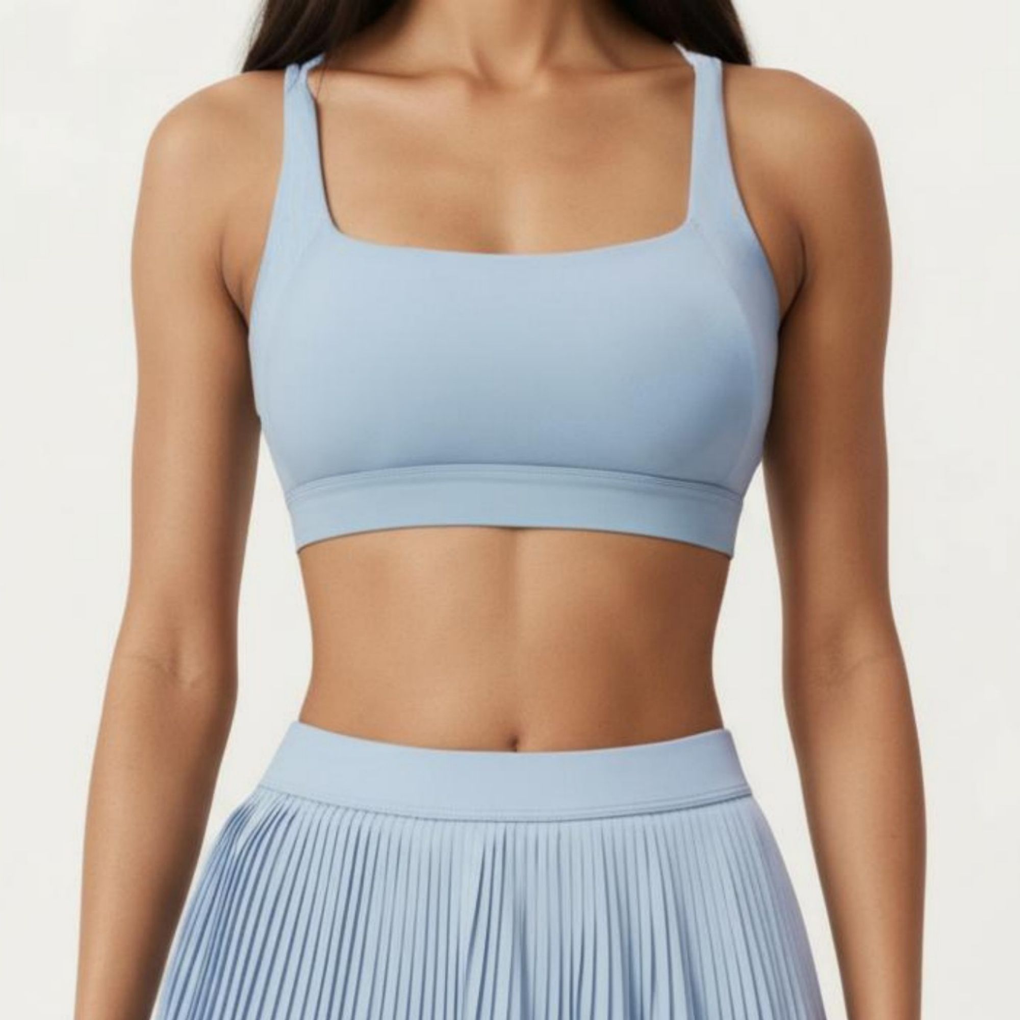 Anna-Kaci Active Women's Crisscross Back Sports Bra with Square Neck and Smooth Stretch Fit