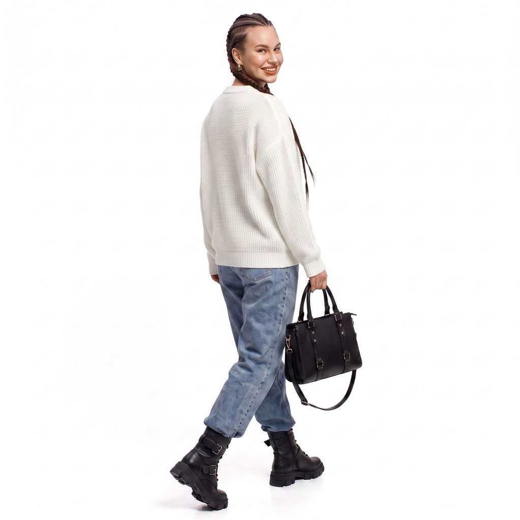 Oversized Chunky Knit Crewneck Pullover Sweater