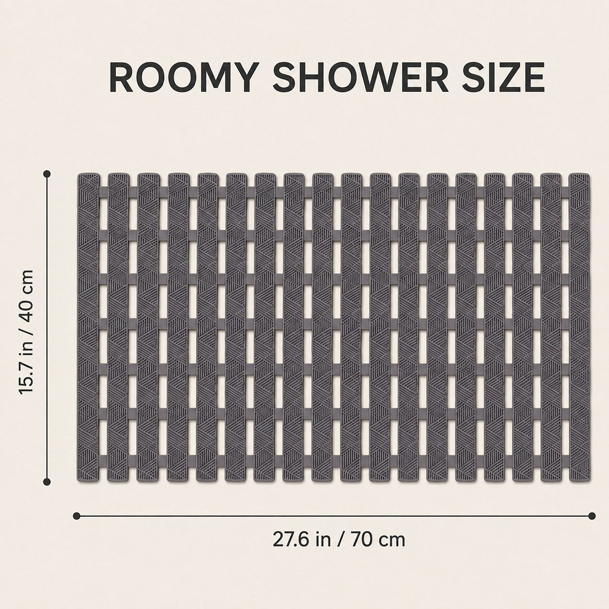 Slatted Nonslip Shower Mat Quick Drain Bath Mat 15.7 x 27.6 Inches