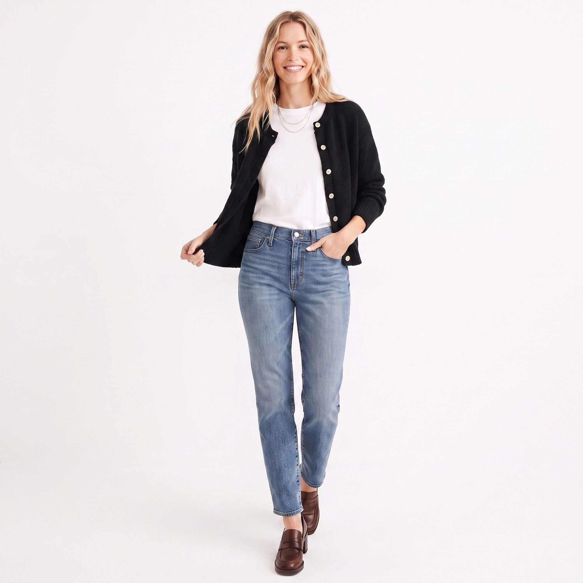 Soft Textured Button-Front Crew Neck Cardigan