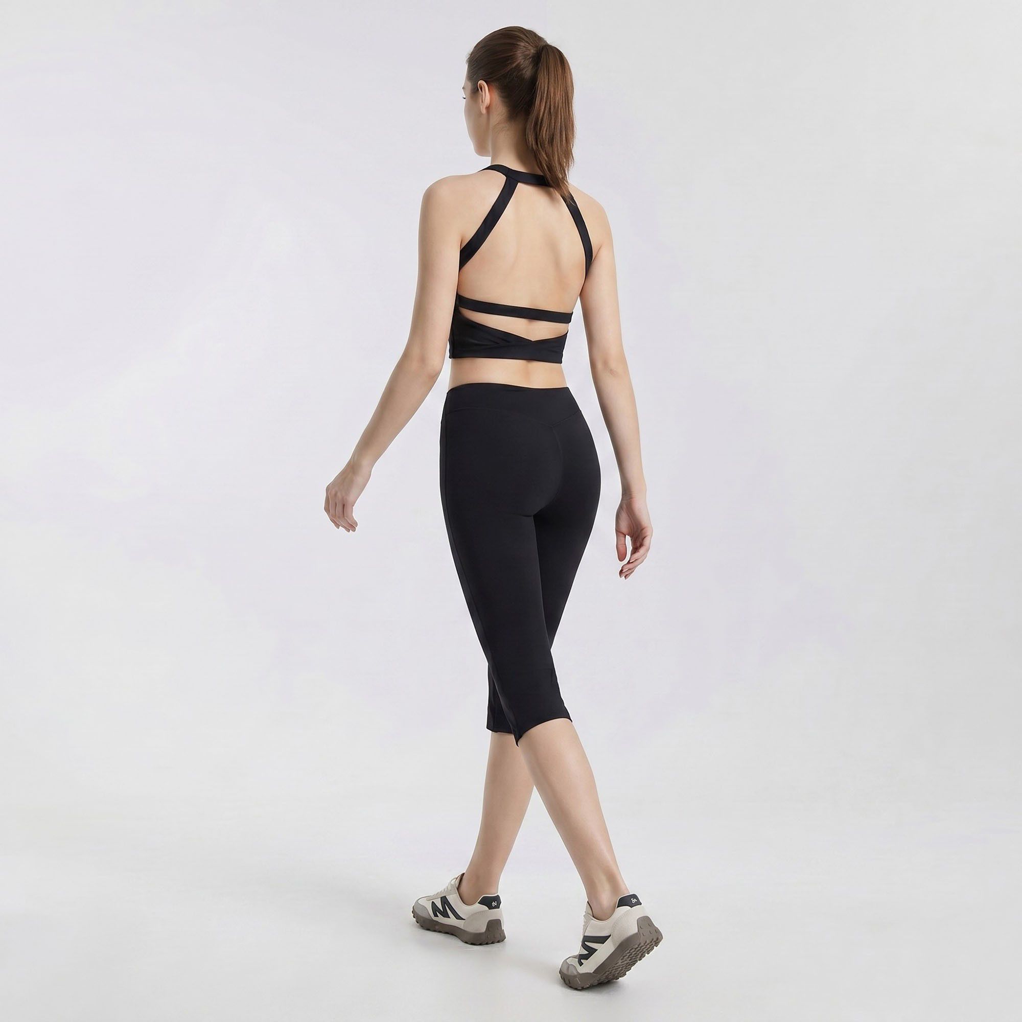 High Waist Capri Leggings with Wide Waistband Smooth Stretch Pull On Workout Yoga Pants