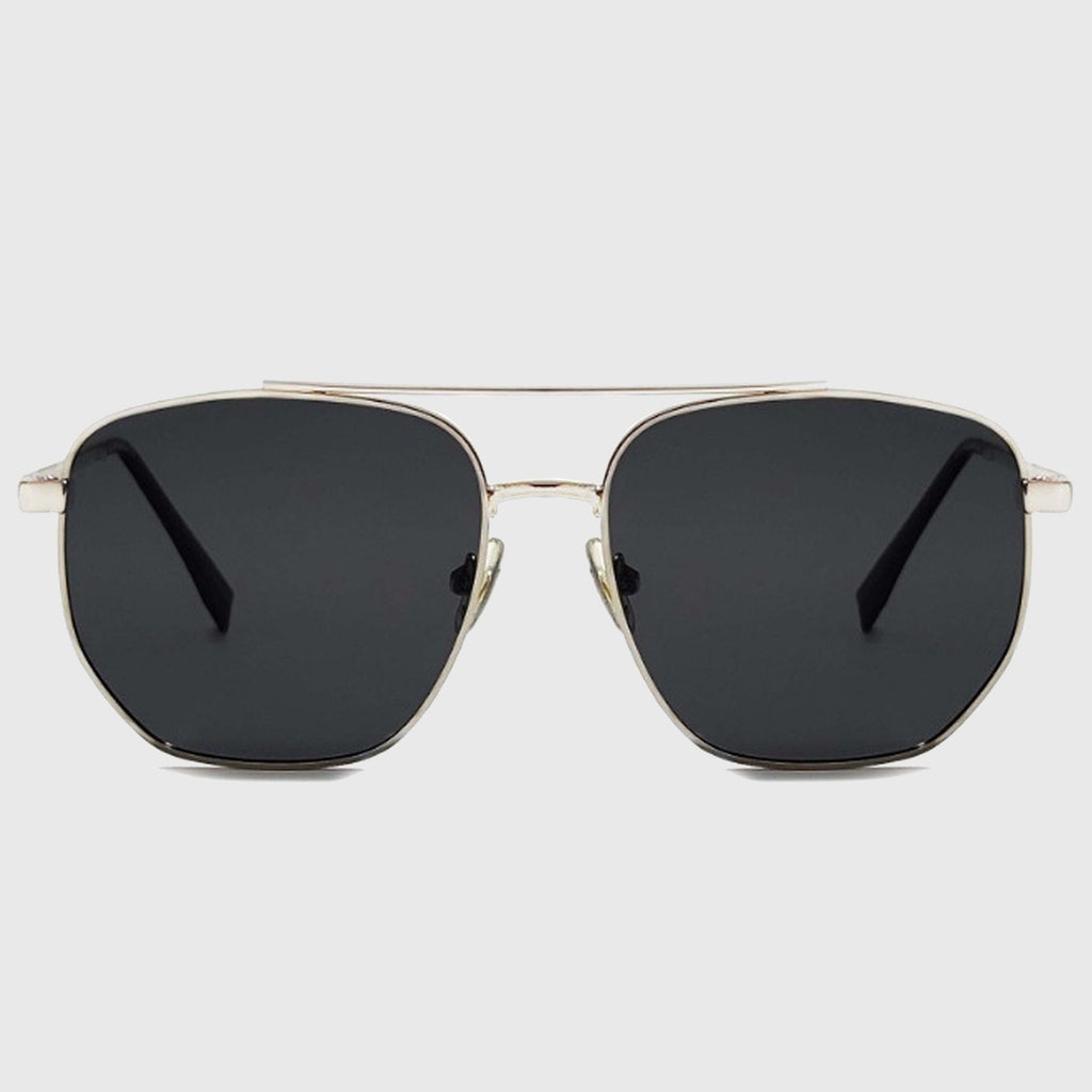 Anna-Kaci Women's Retro Square Aviator Sunglasses - Silver Frame with Black Lenses