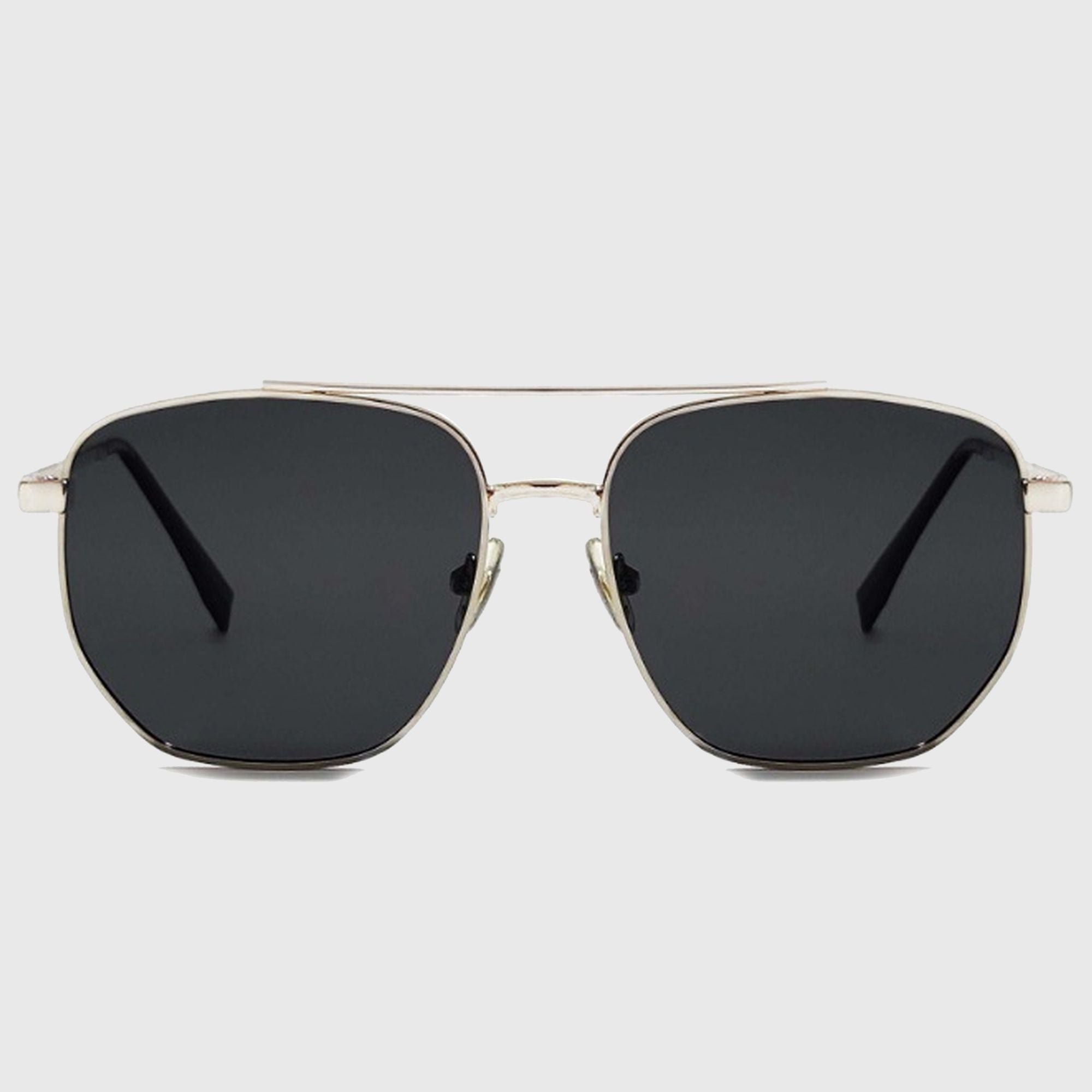 Anna-Kaci Women's Retro Square Aviator Sunglasses - Silver Frame with Black Lenses