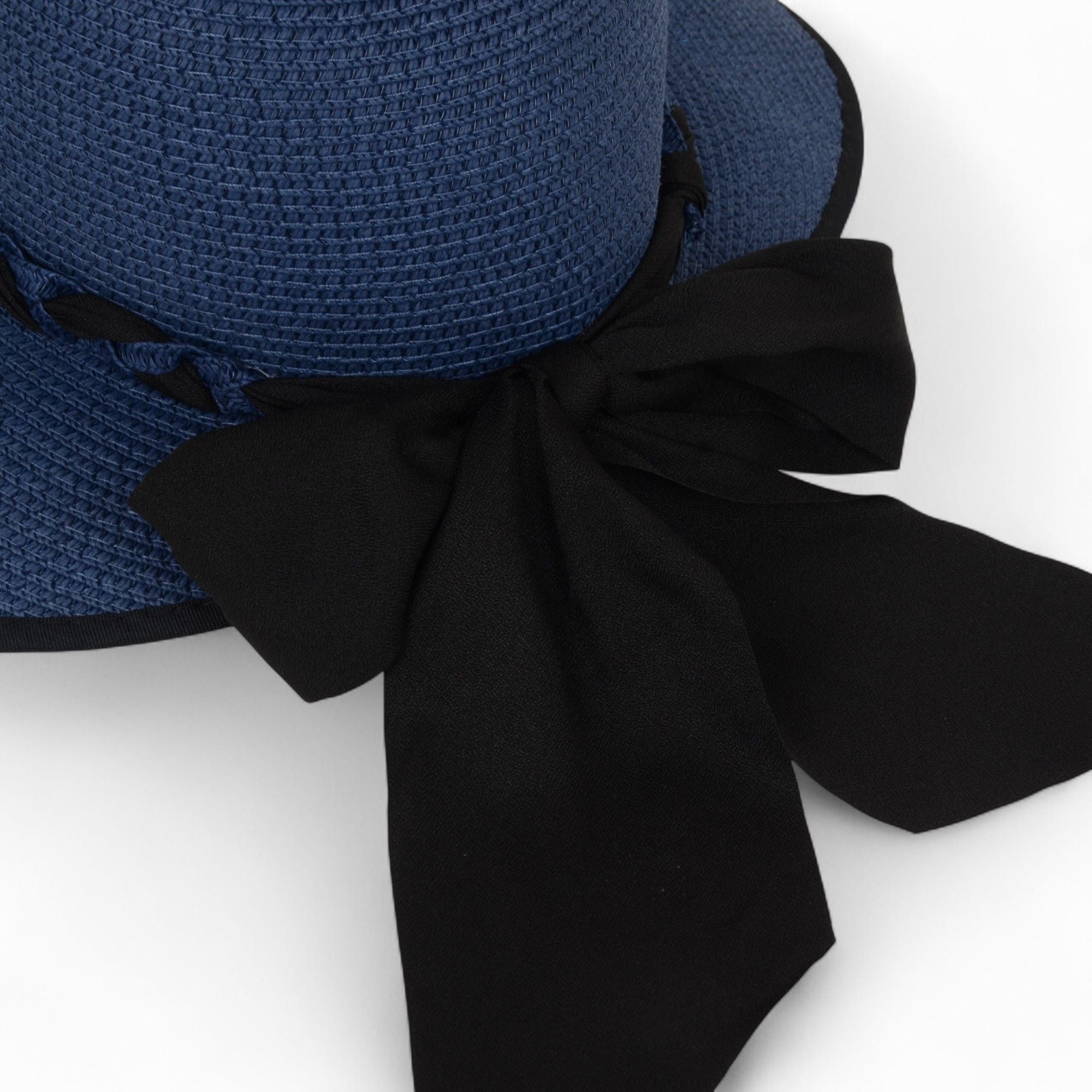 Anna-Kaci Women's Wide Brim Straw Hat with Braided Band and Contrast Bow Detail