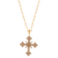 Anna-Kaci Gold Tone Cross Fashion Necklace with Rhinestone Detailing