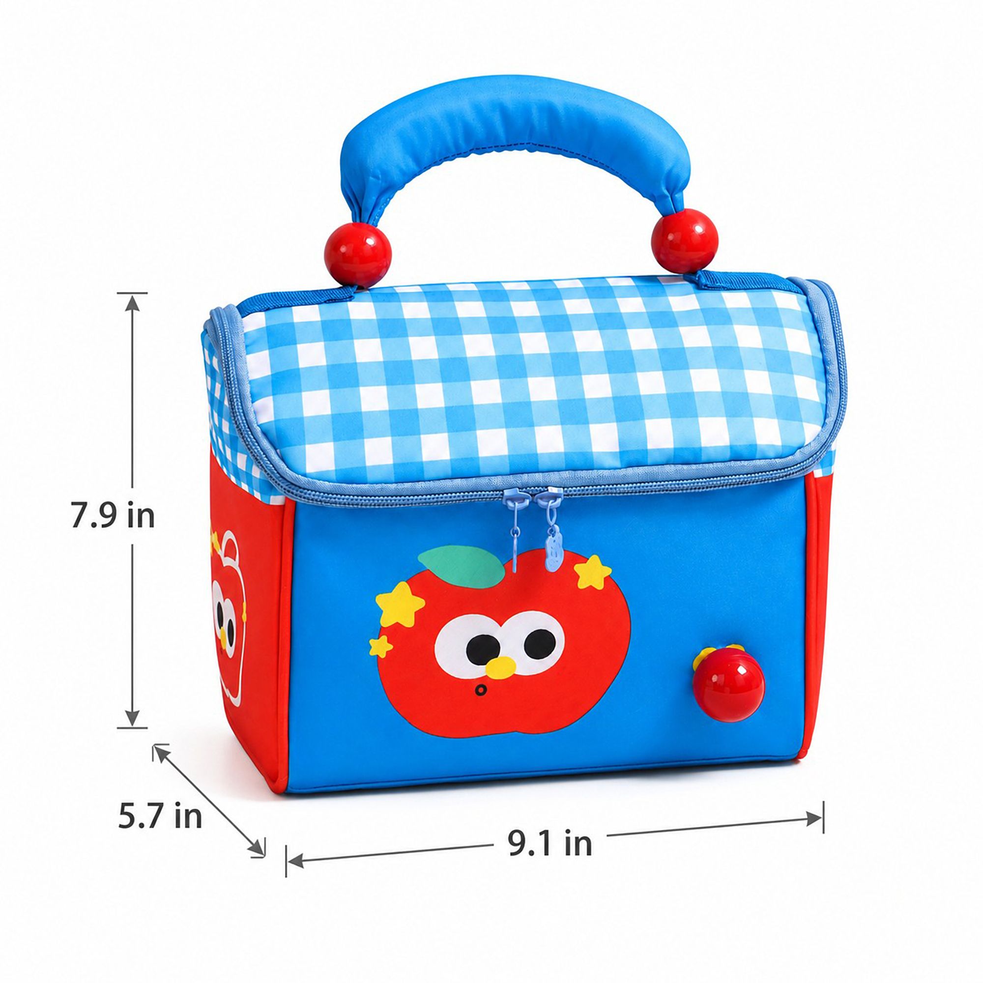 Kids Cartoon Lunch Bag with Padded Handle and Zipper Closure