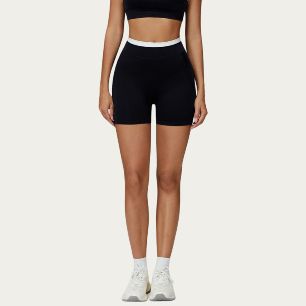 Anna-Kaci Active Women's High Waist Biker Shorts with Smooth Stretch Fabric and Contrast Waistband