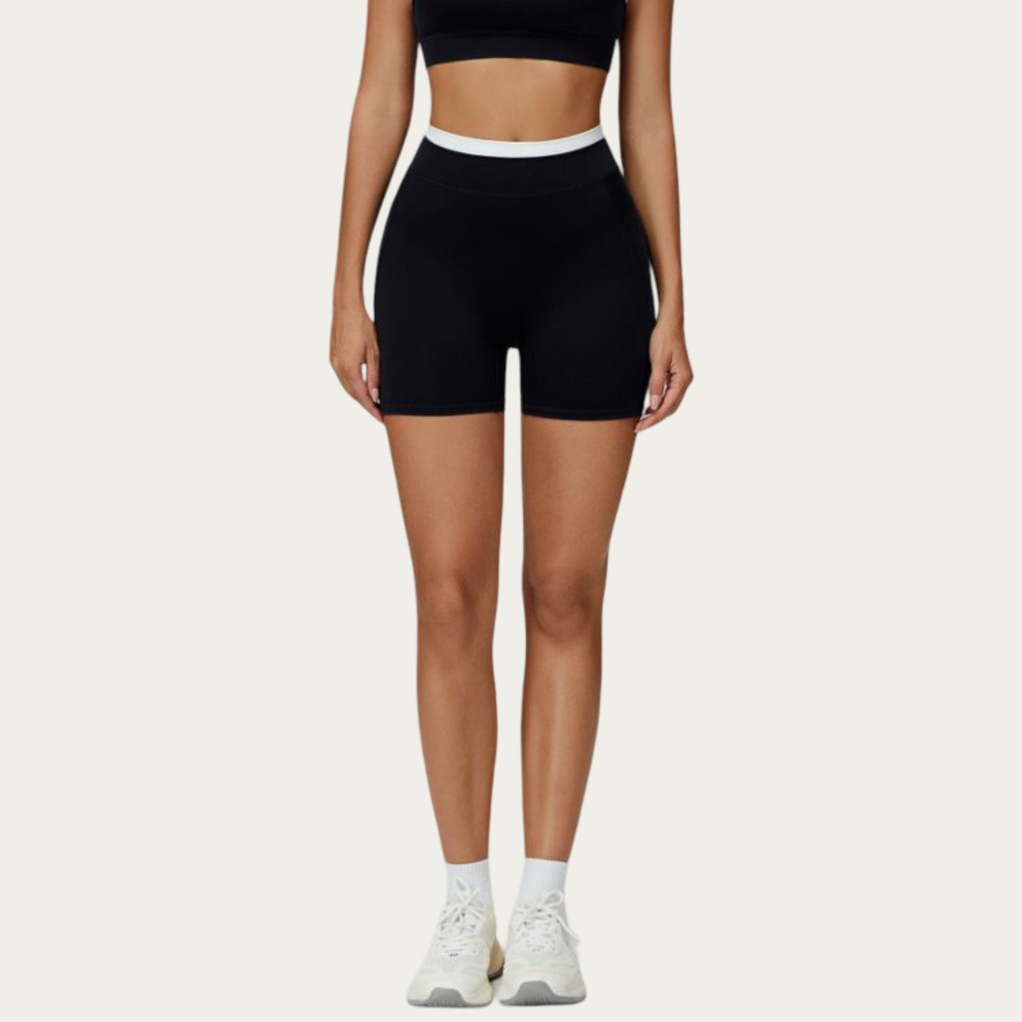 Anna-Kaci Active Women's High Waist Biker Shorts with Smooth Stretch Fabric and Contrast Waistband