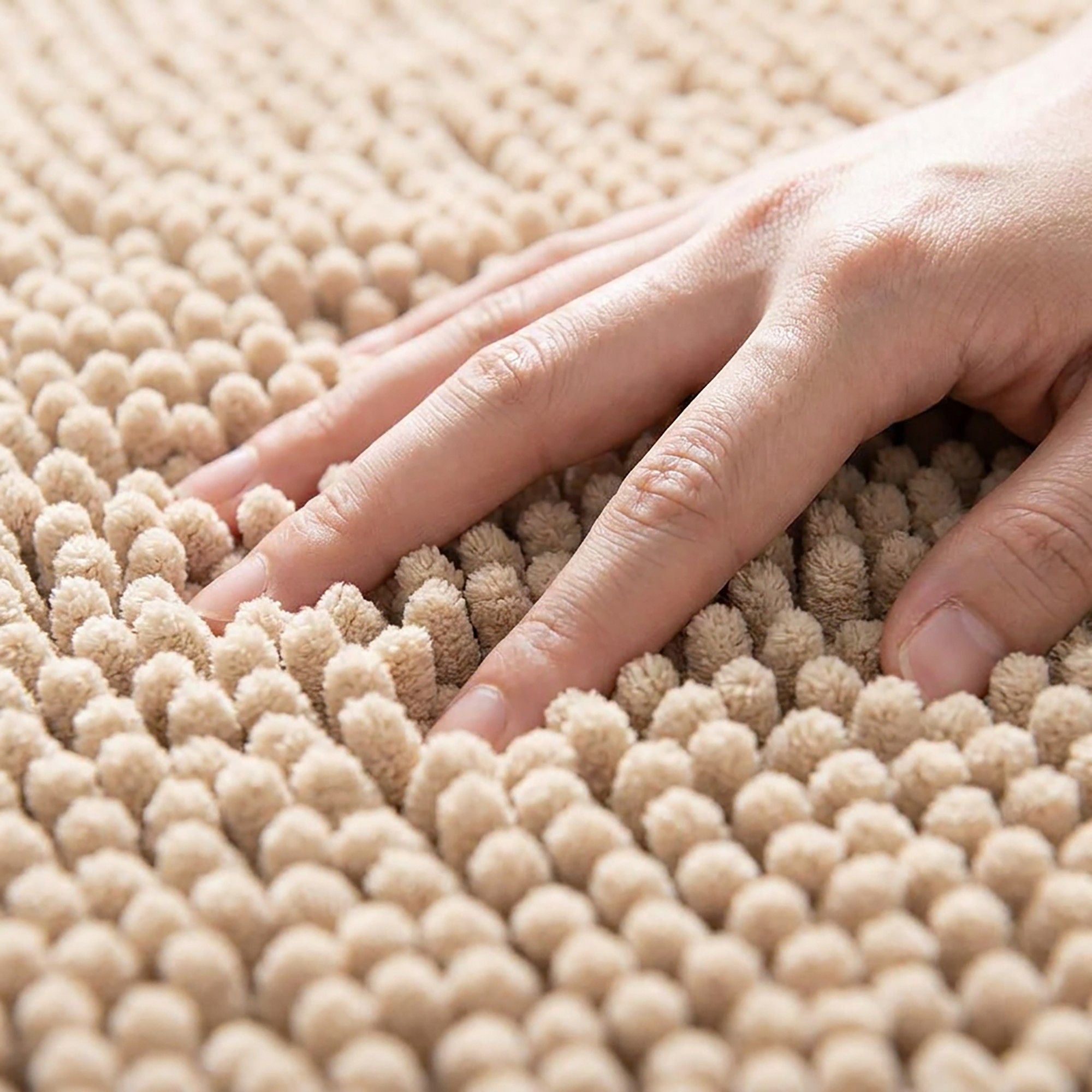 Chenille Bath Mat with Plush Noodle Texture and Non Slip Backing