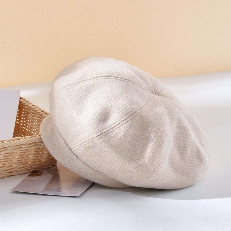 Wool Blend Houndstooth Beret Hat Vintage Painter Cap for Fall Winter