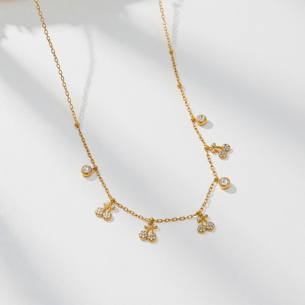 Delicate Chain Necklace with Droplet Cluster Charms and Sparkling Accents for an Elegant Feminine Look and Refined Everyday Style
