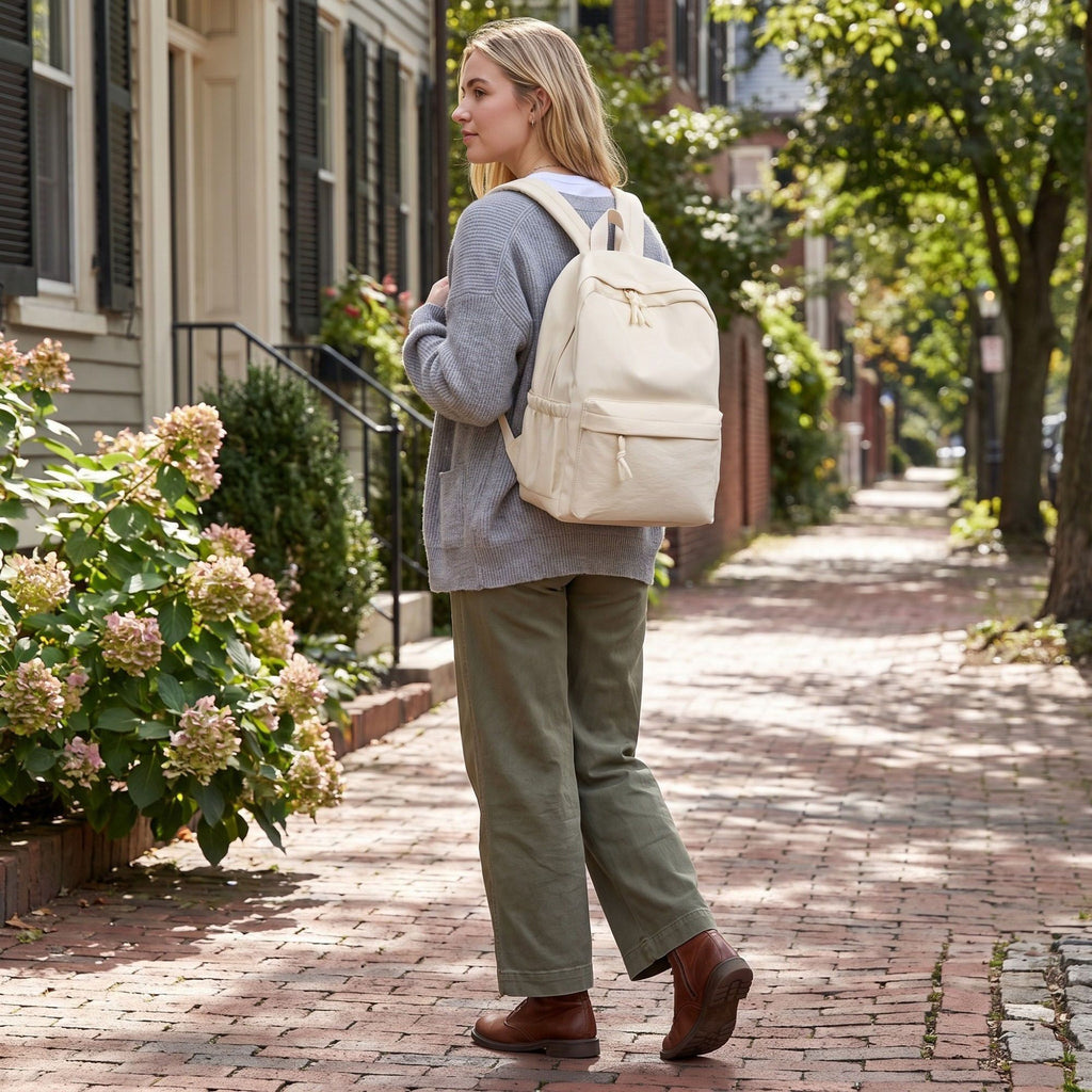 Lightweight Crinkle Multi-Pocket Backpack with Padded Straps and Side Pockets